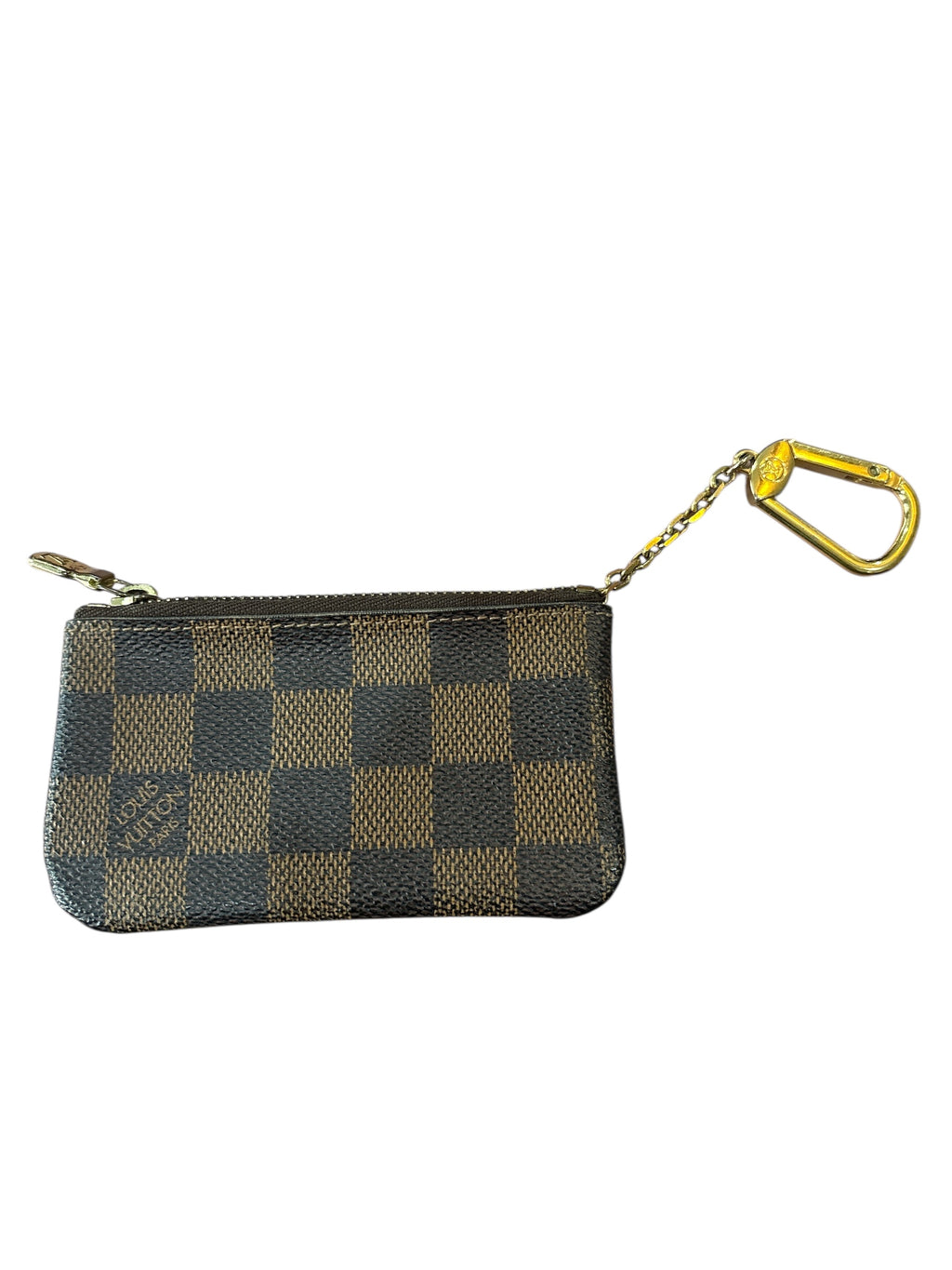 Louis Vuitton Damier Ebene Pochette Cles Coin Purse Canvas.