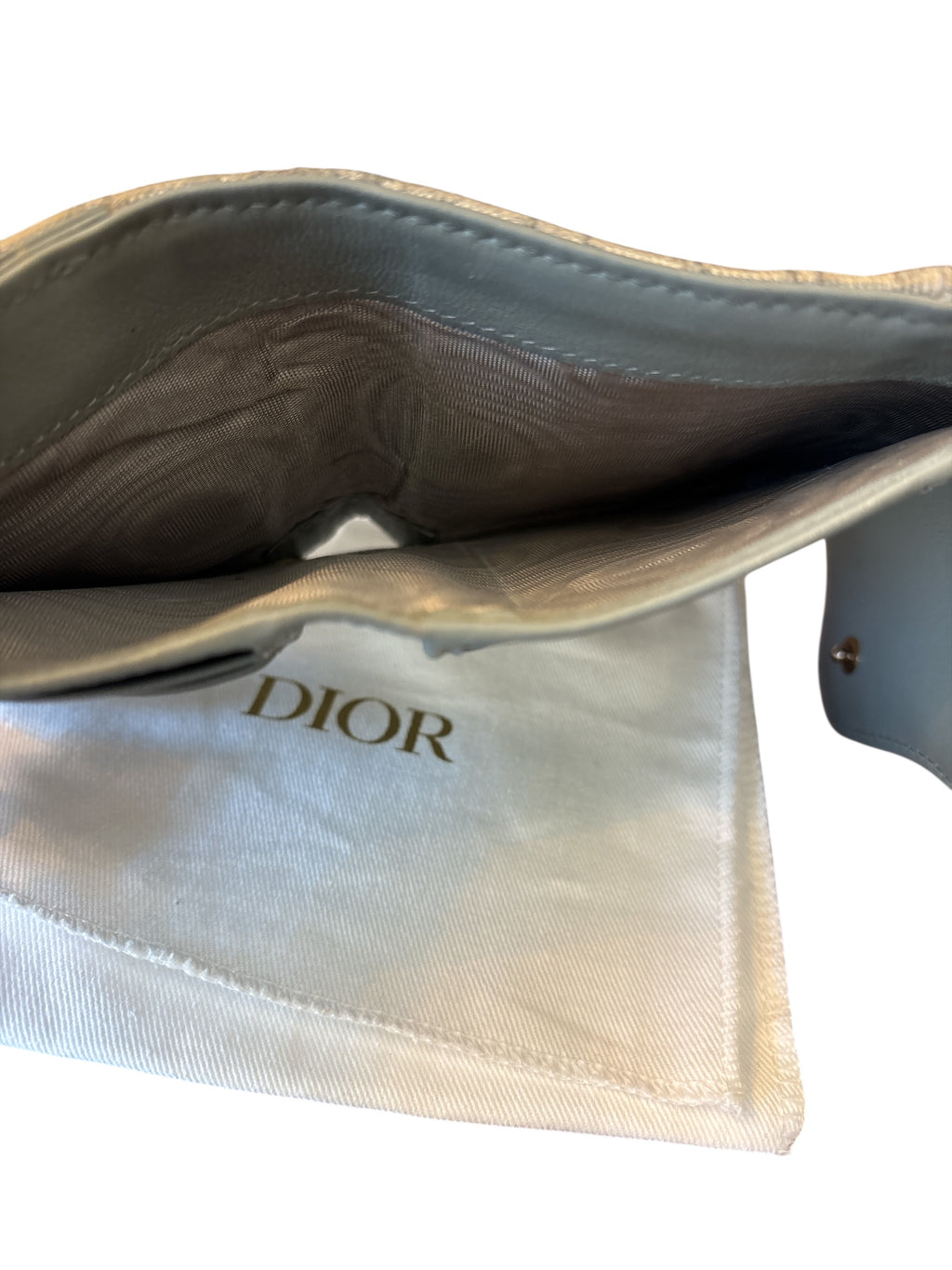 Christin Dior Beige Trotter Tri Fold Wallet.
