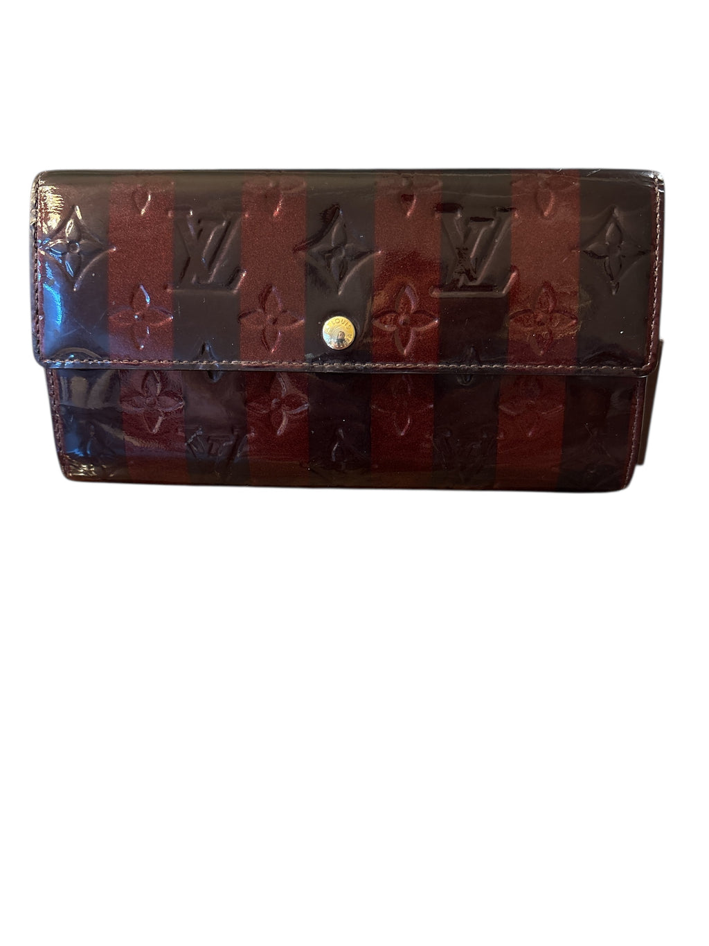 Louis Vuitton Amarante Vernis Rayures Sarah Wallet.