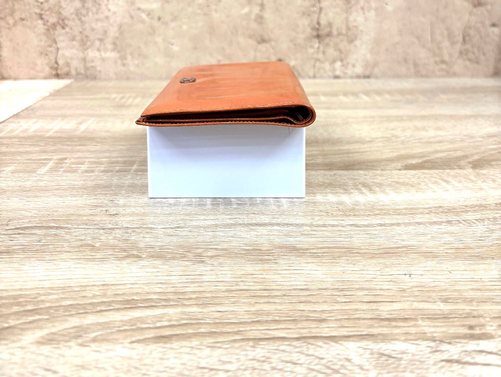 Chanel Orange Patent Leather Long Wallet.