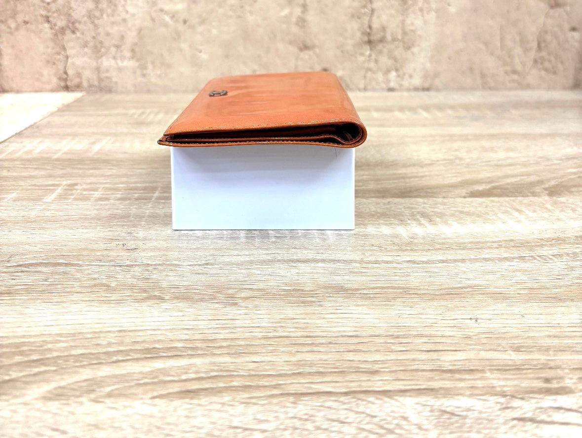 Chanel Orange Patent Leather Long Wallet.