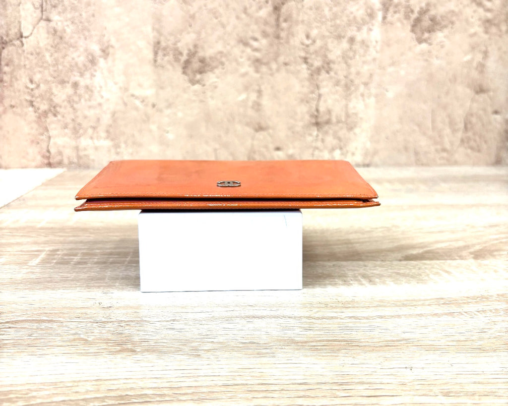 Chanel Orange Patent Leather Long Wallet.