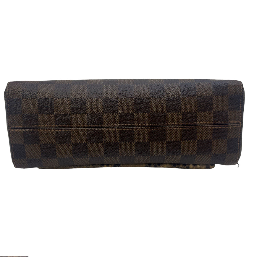 Luis Vuitton Beige Damier Ebene Canvas And Python Vavin Bag.