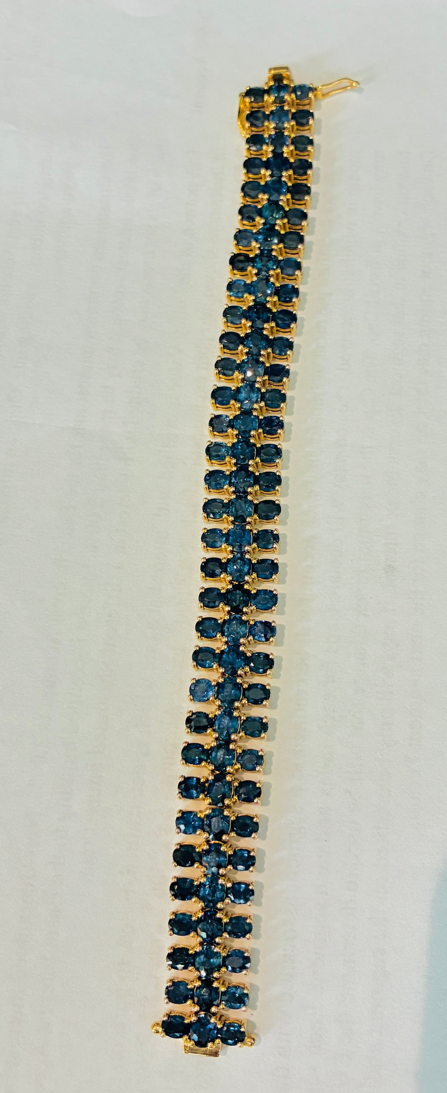 Blue Sapphire Bracelet 17K Gold Size 6.5