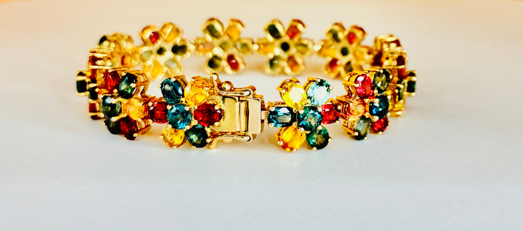 Multi Sapphire 12K Gold Bracelet Size 6.5