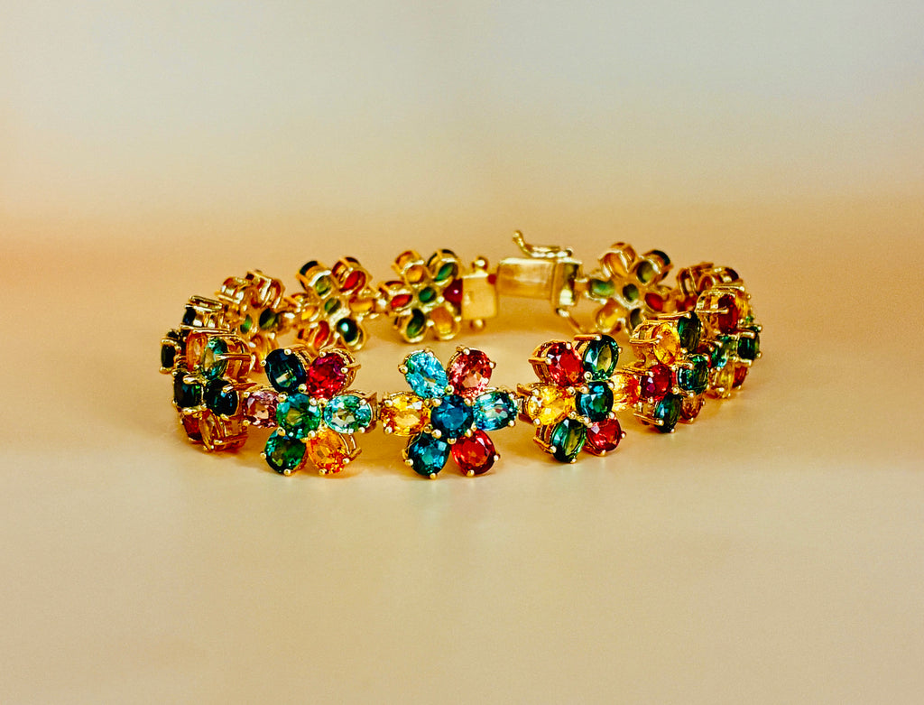 Multi Sapphire 12K Gold Bracelet Size 6.5