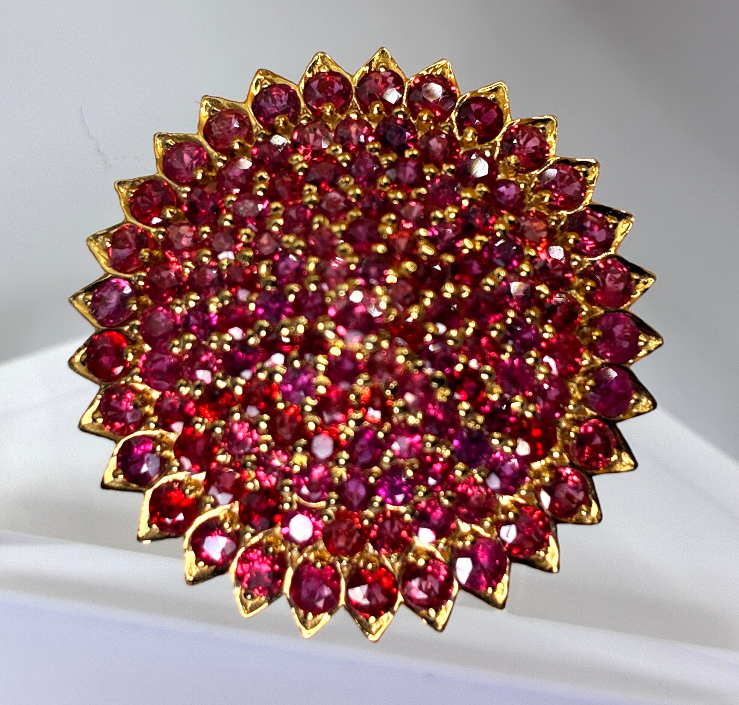 Brilliant Clarity Ruby Red/Pink Ring Size 6.5 17K Gold. Link 1.1/4"