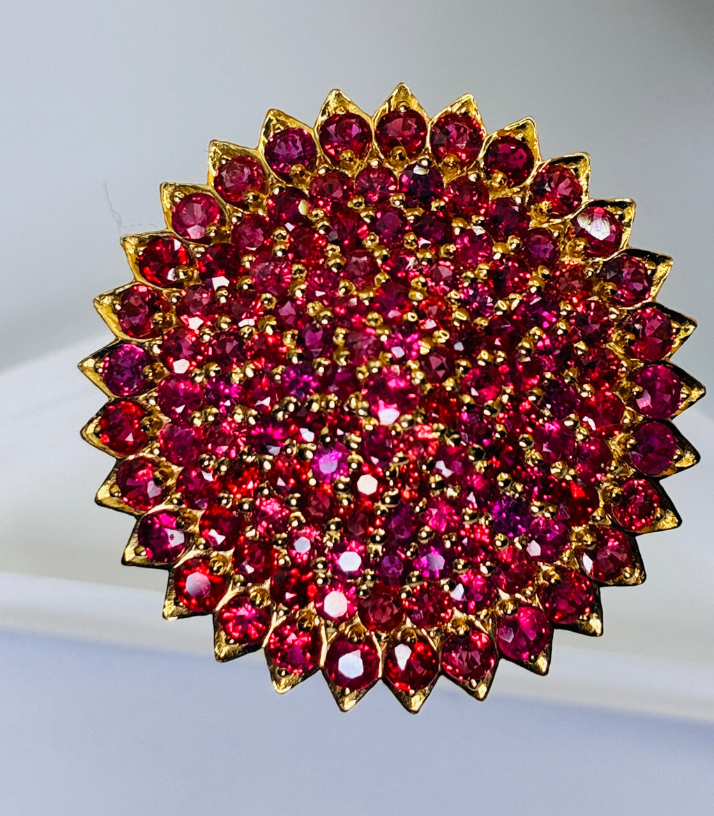 Brilliant Clarity Ruby Red/Pink Ring Size 6.5 17K Gold. Link 1.1/4"