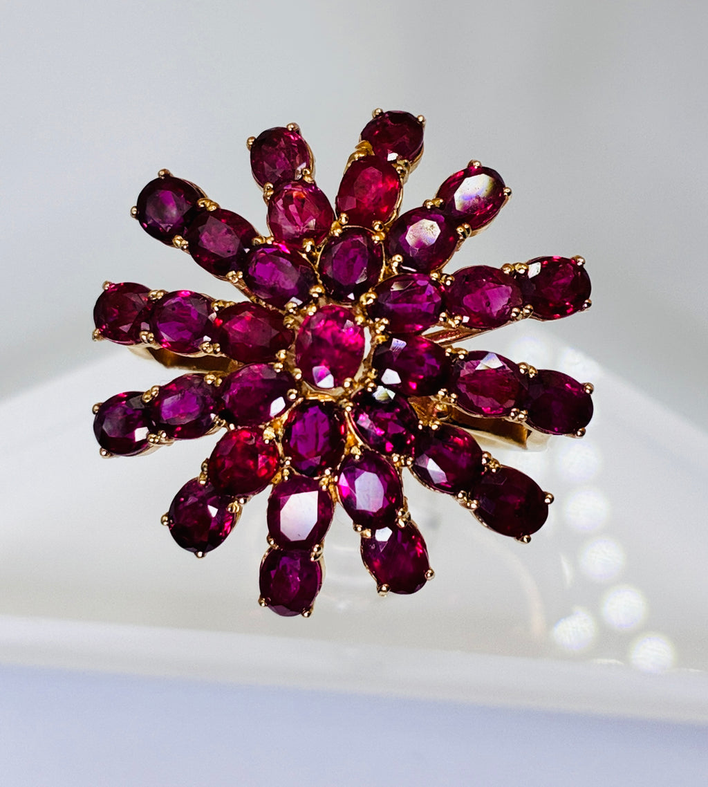Dark Red Color Ruby Ring Size 6.5 18K Gold.