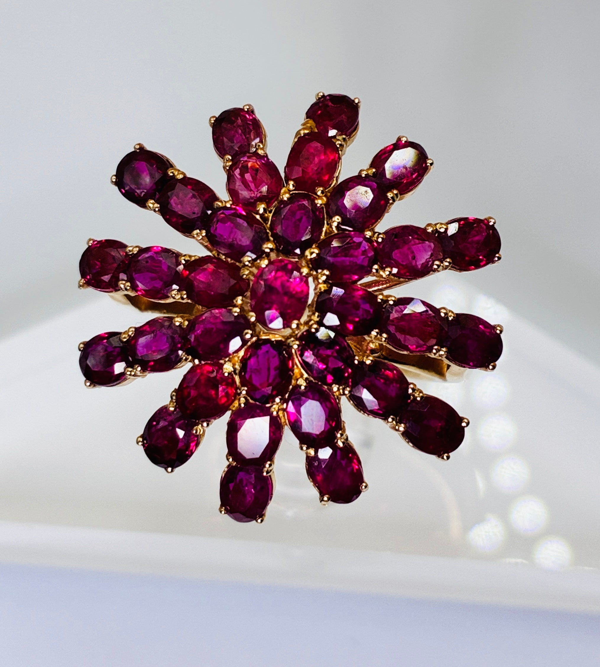 Dark Red Color Ruby Ring Size 6.5 18K Gold.