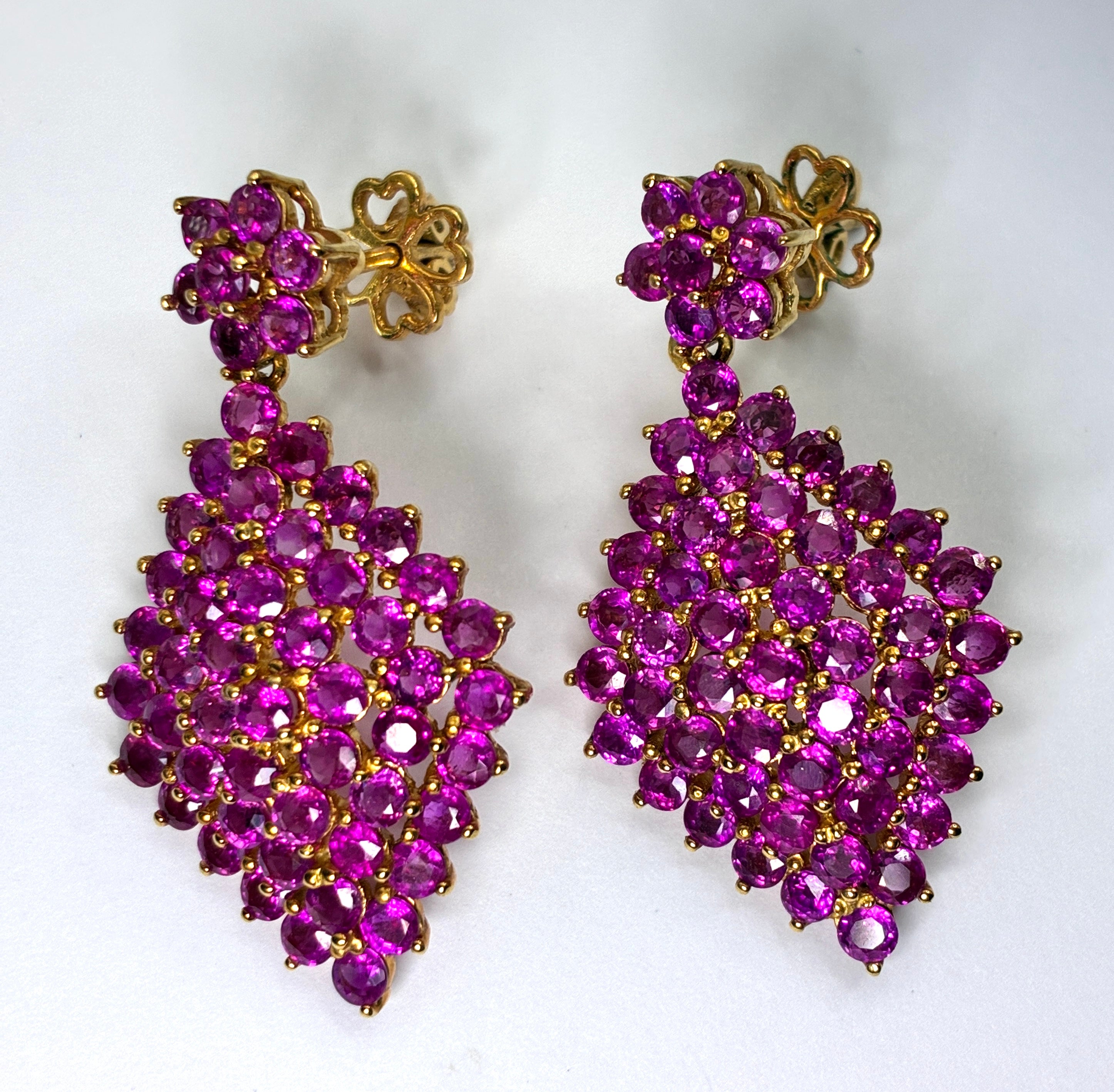 Pink/Purple Ruby Drop Earring 17K Gold ( Link 1.5"x .3/4")