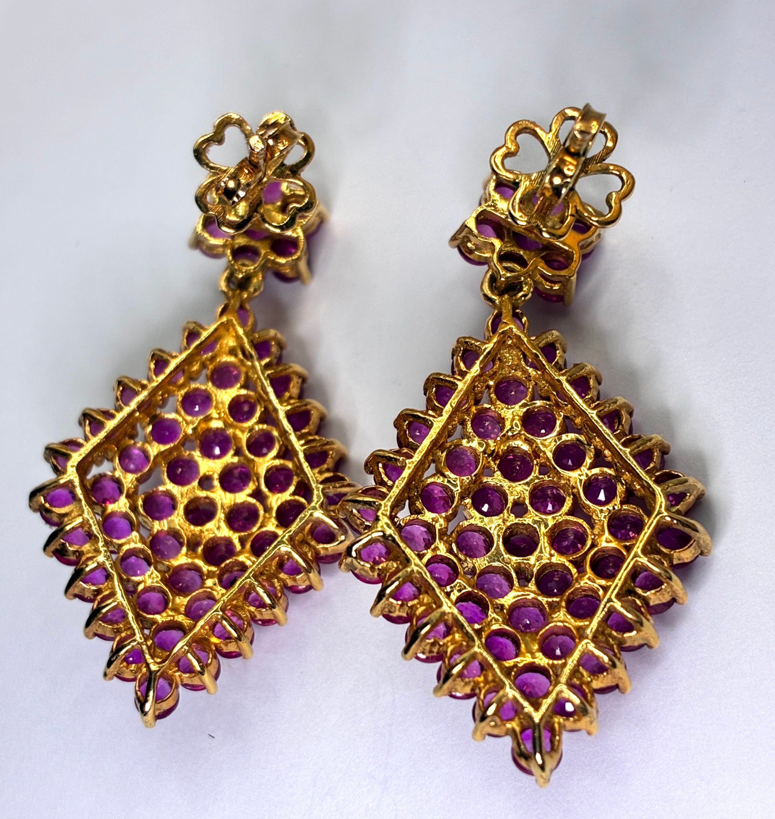 Pink/Purple Ruby Drop Earring 17K Gold ( Link 1.5"x .3/4")