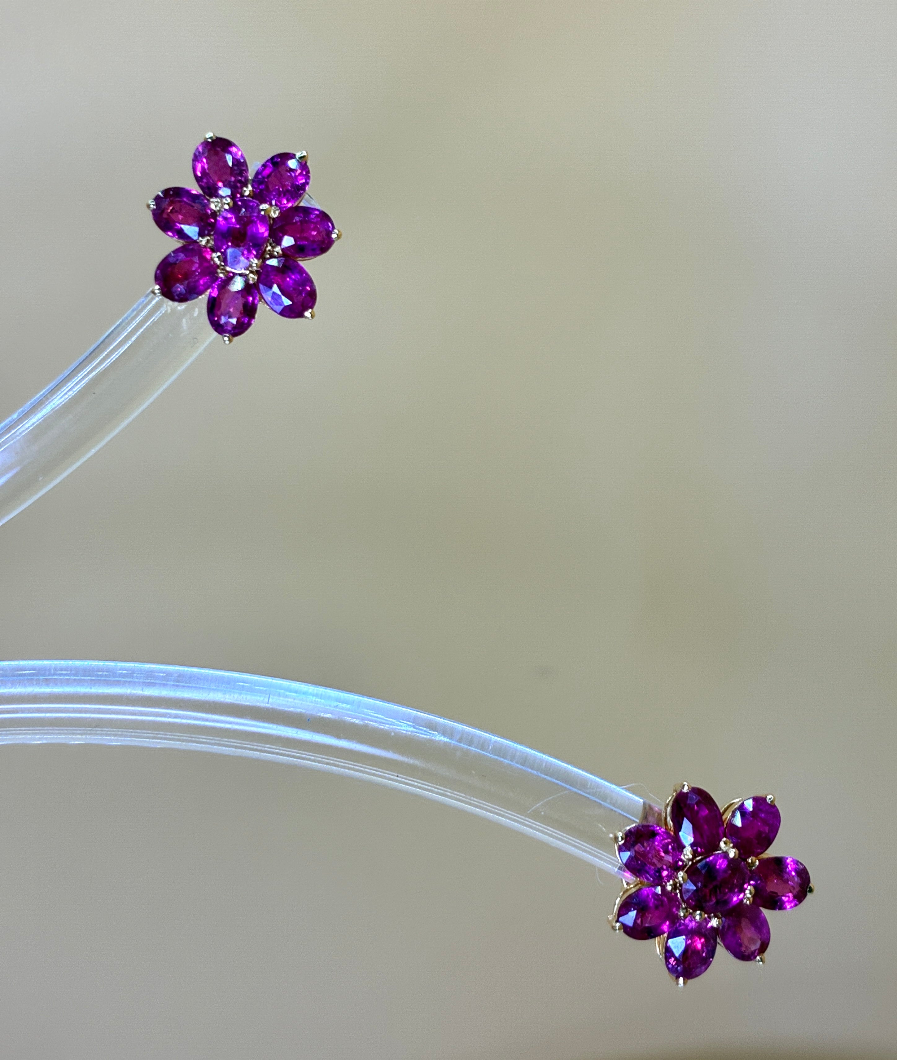 Ruby Stud Earring 17K Gold Pink Color