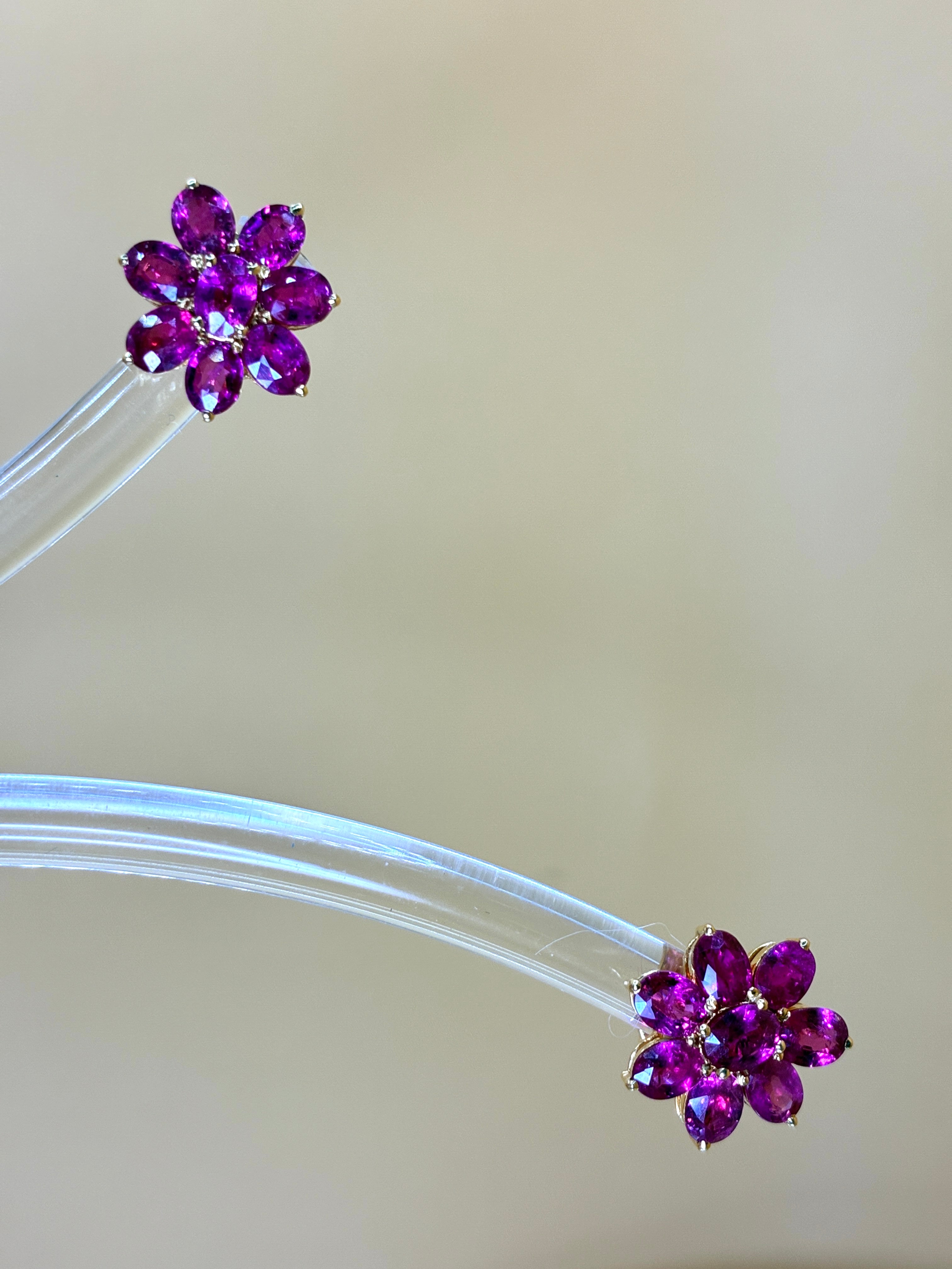 Ruby Stud Earring 17K Gold Pink Color