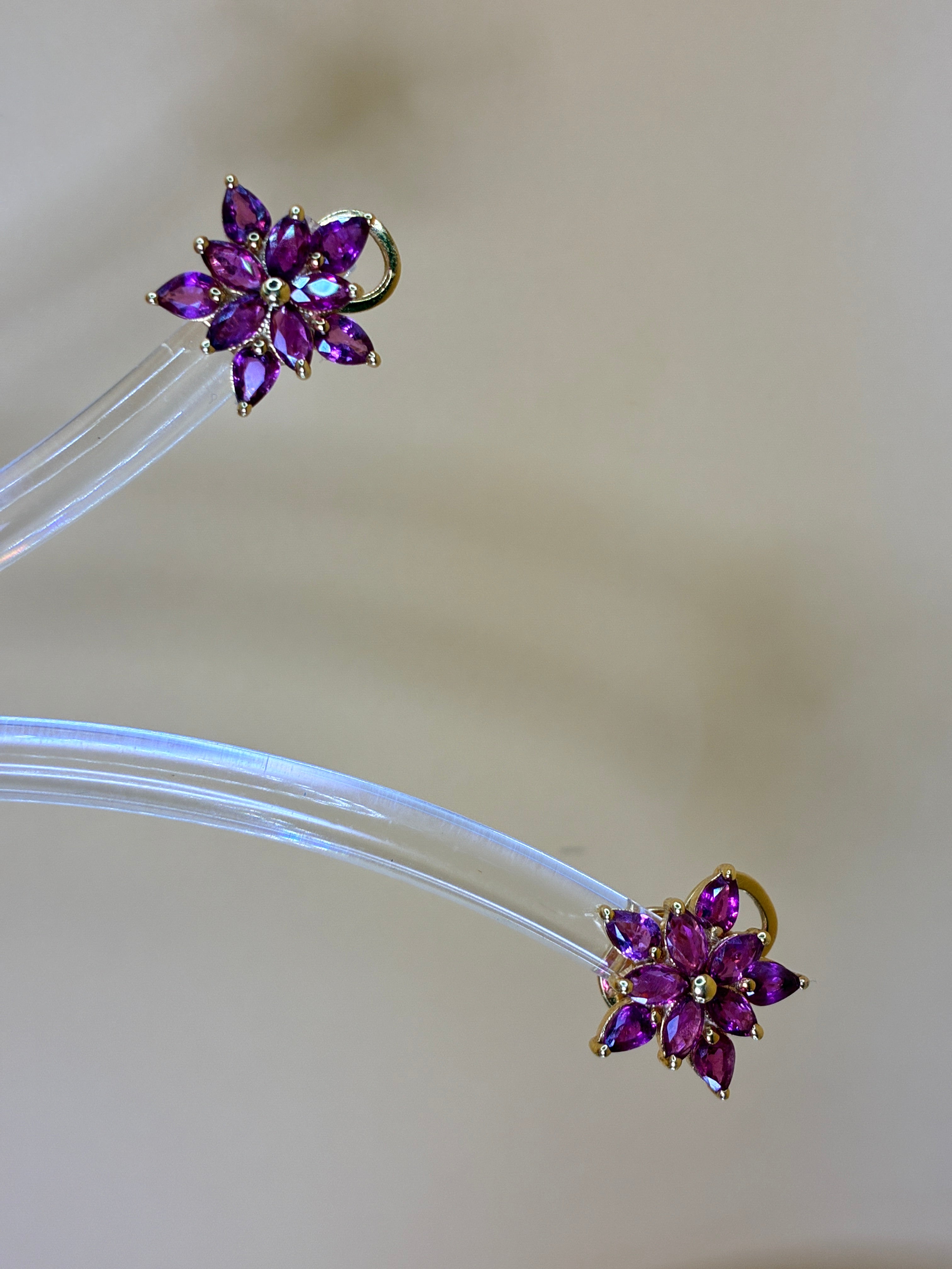 Ruby Marquise Cut Red Color 12K Gold Stud Earring