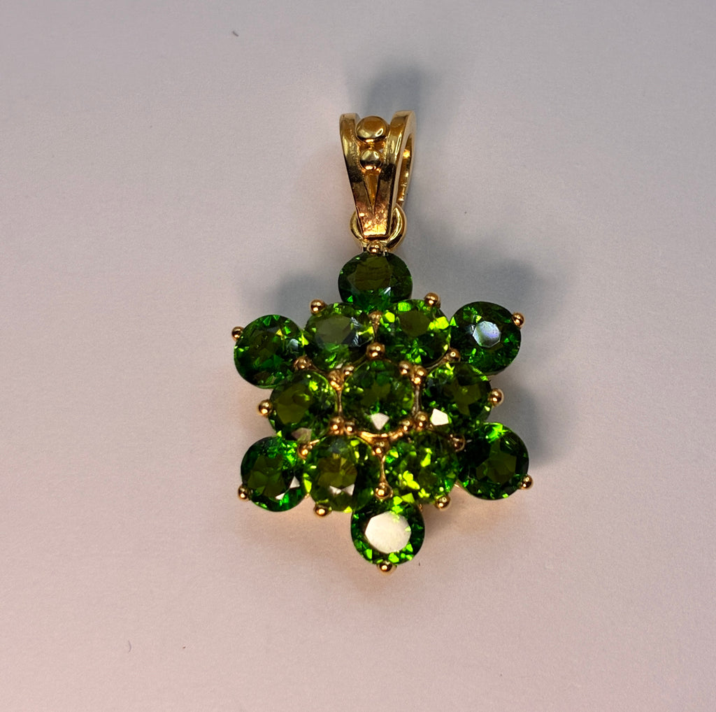 Green Garnet Small Size 17K Gold Pendant