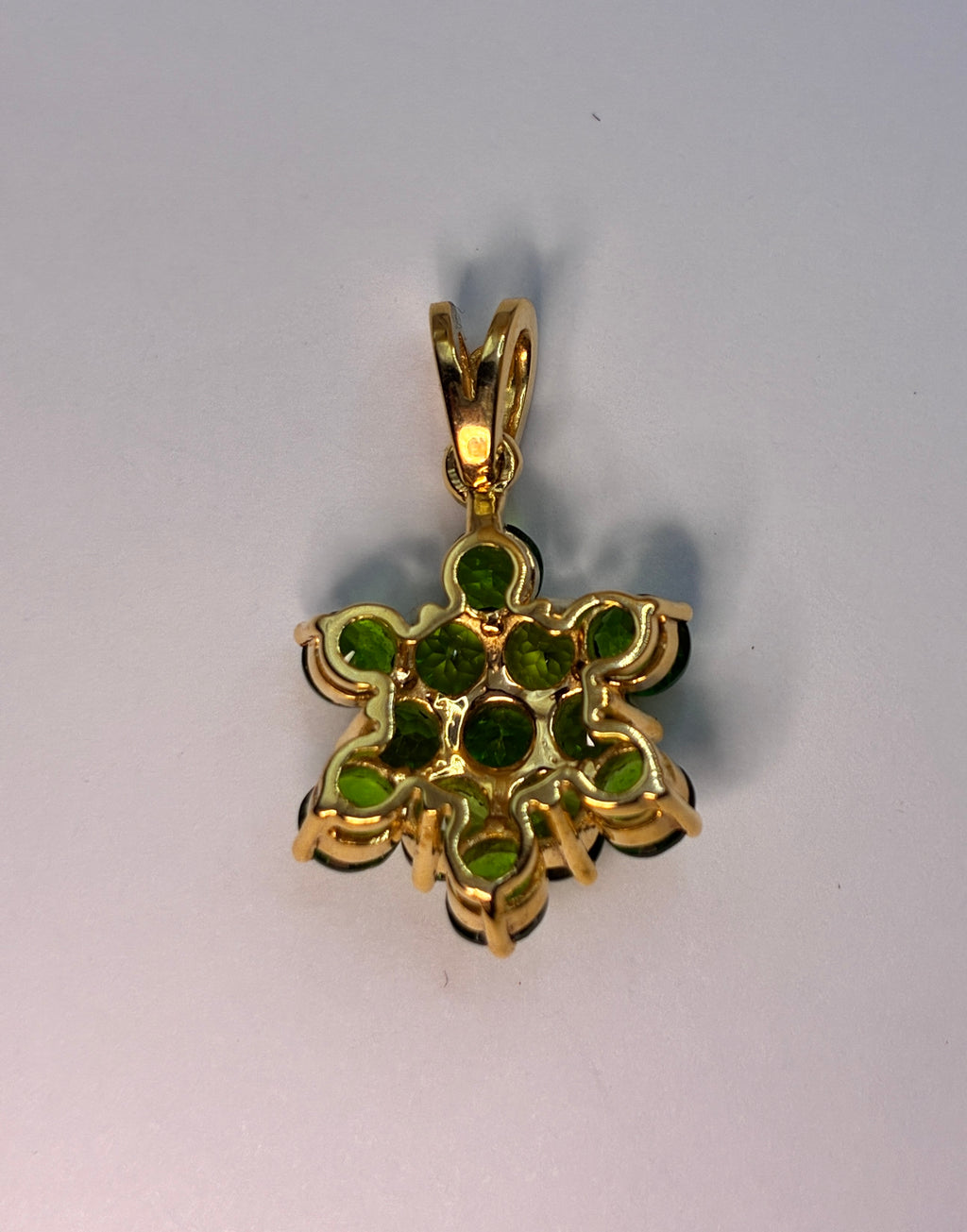 Green Garnet Small Size 17K Gold Pendant