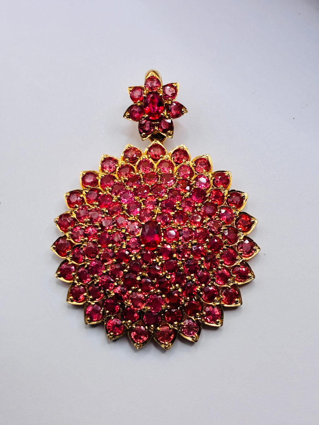 Pink Ruby 17K Gold Pendant ( 2.1/4"x 1.3/4")