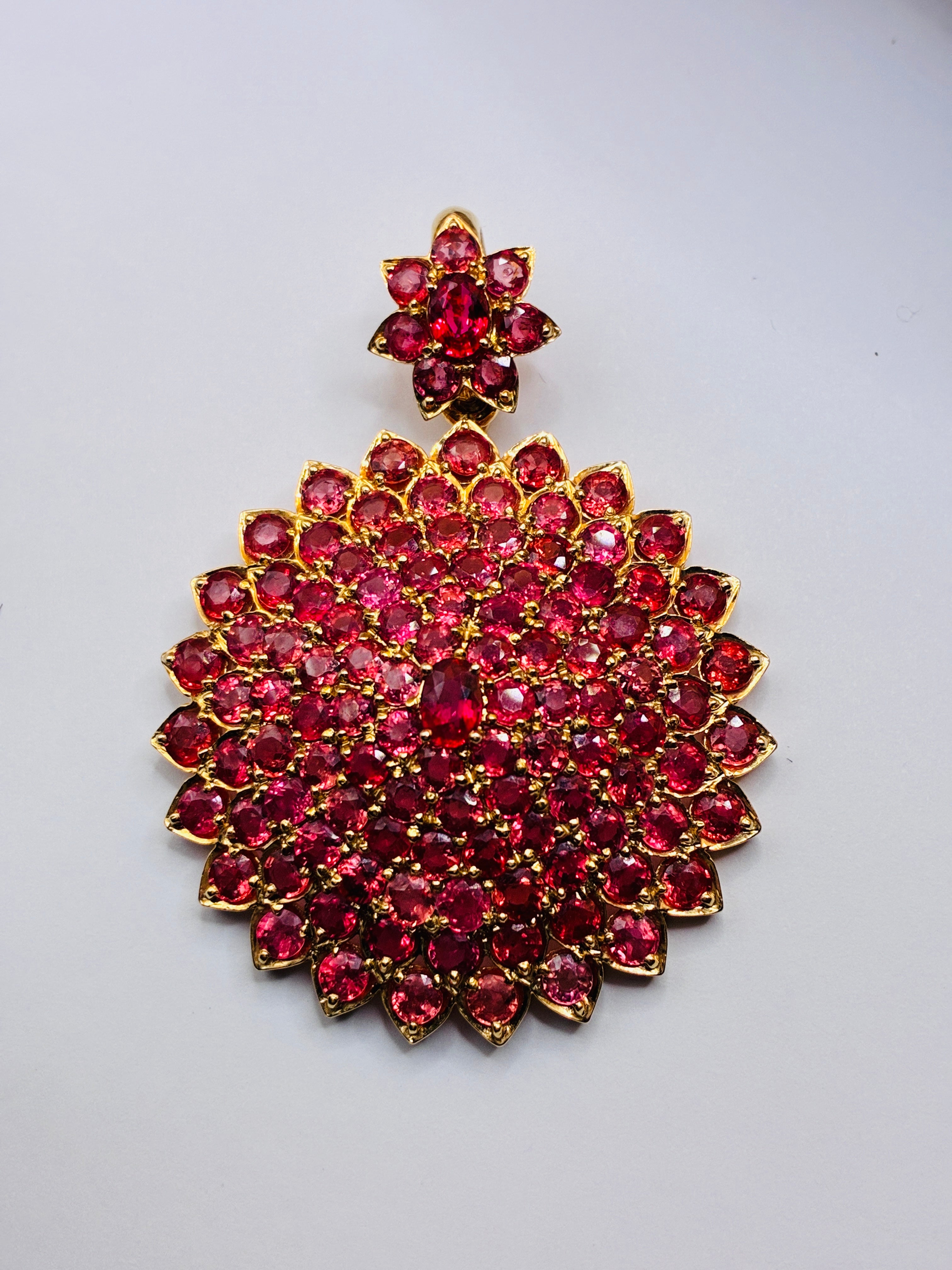 Pink Ruby 17K Gold Pendant ( 2.1/4"x 1.3/4")