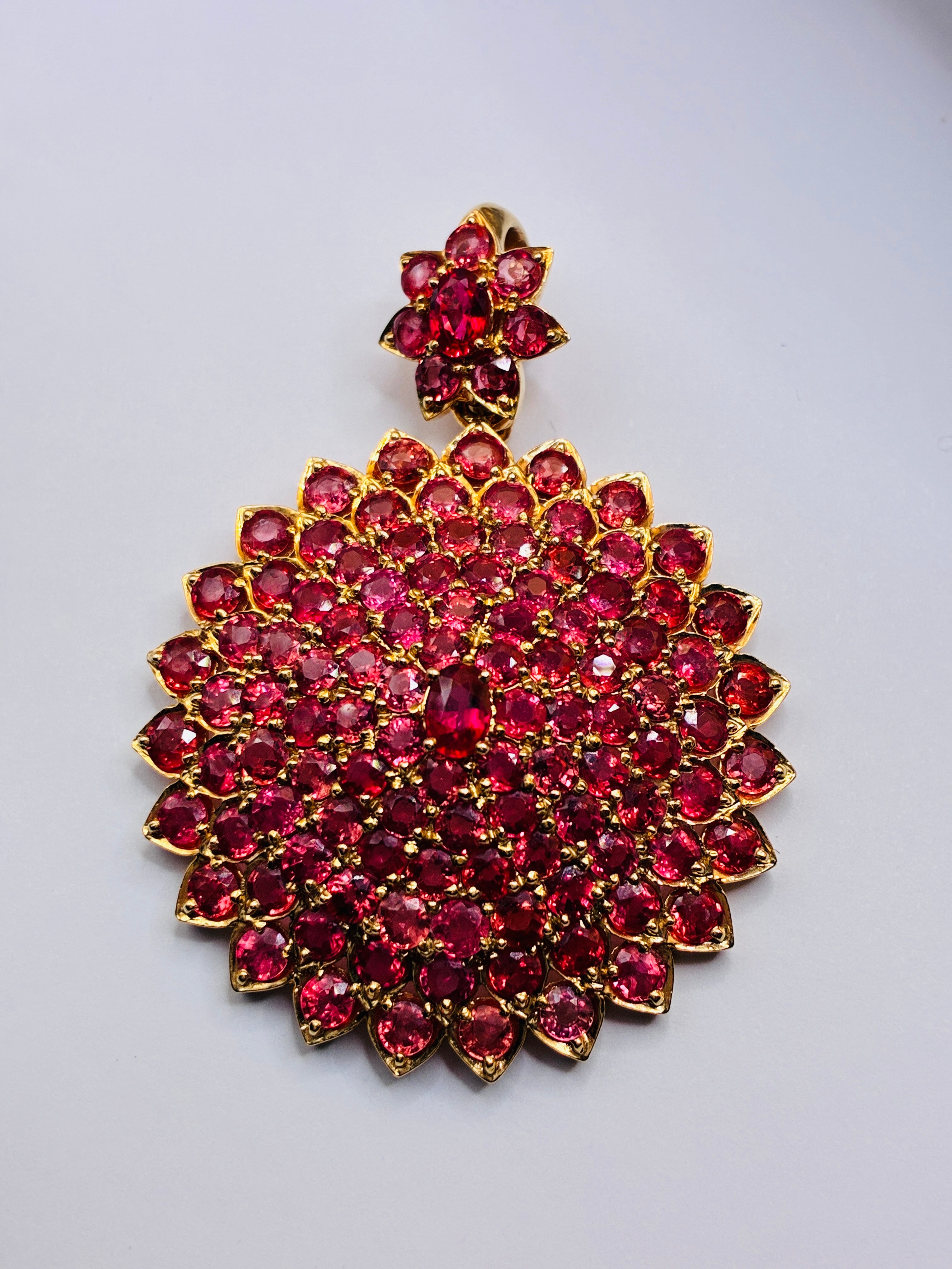 Pink Ruby 17K Gold Pendant ( 2.1/4"x 1.3/4")