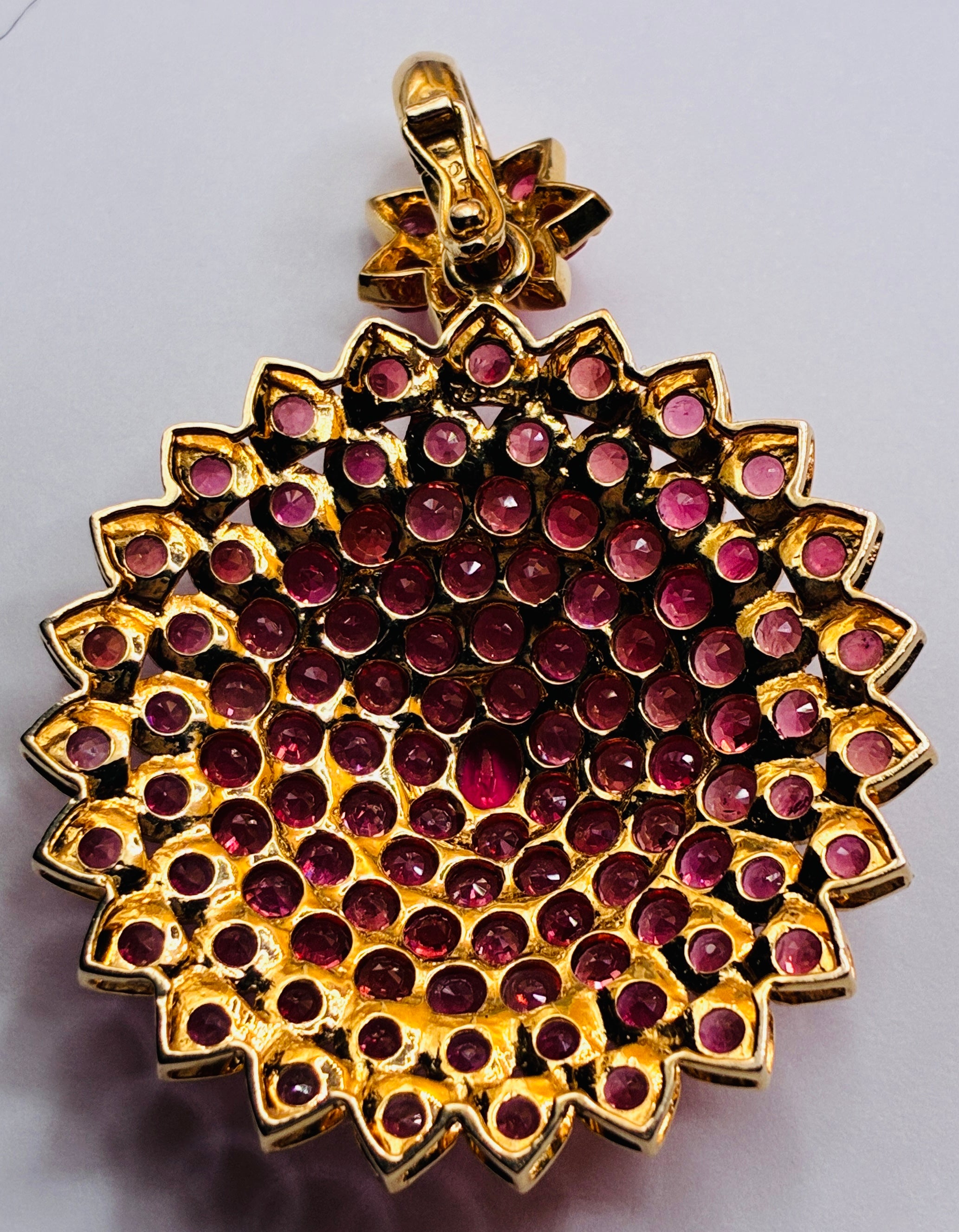 Pink Ruby 17K Gold Pendant ( 2.1/4"x 1.3/4")