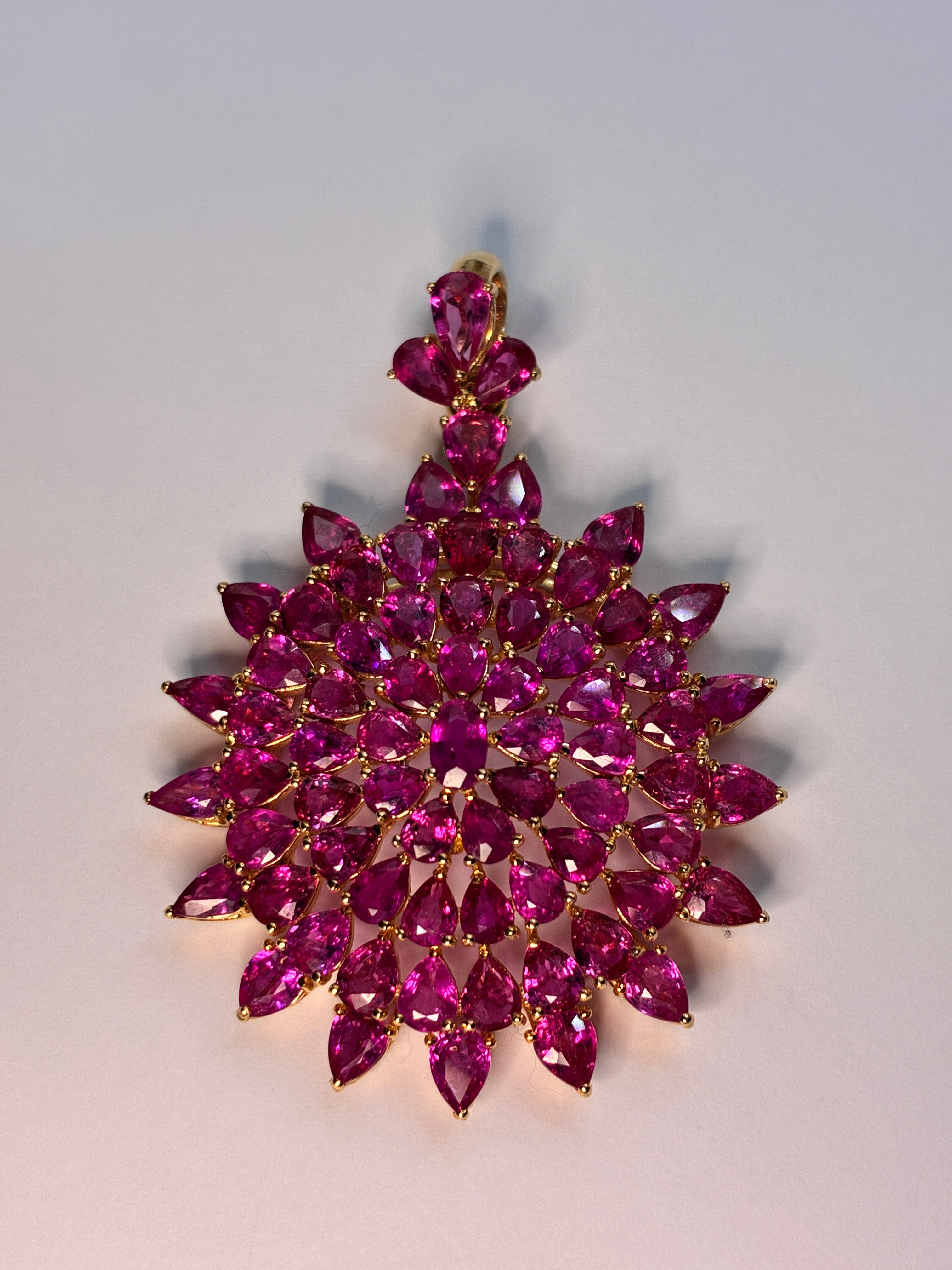 Pink Ruby Pendant 17K Gold ( Size 2"x1.5")