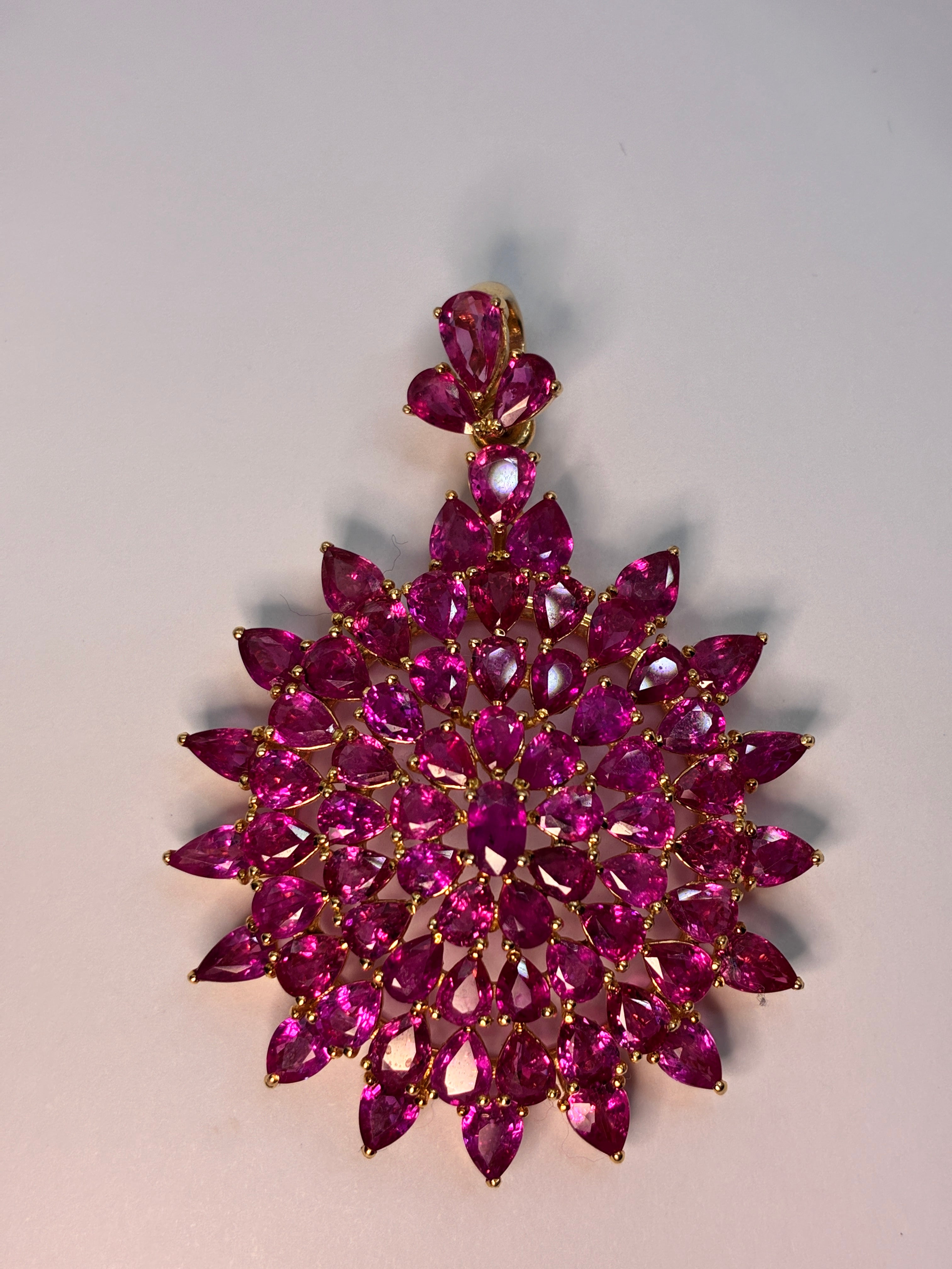 Pink Ruby Pendant 17K Gold ( Size 2"x1.5")