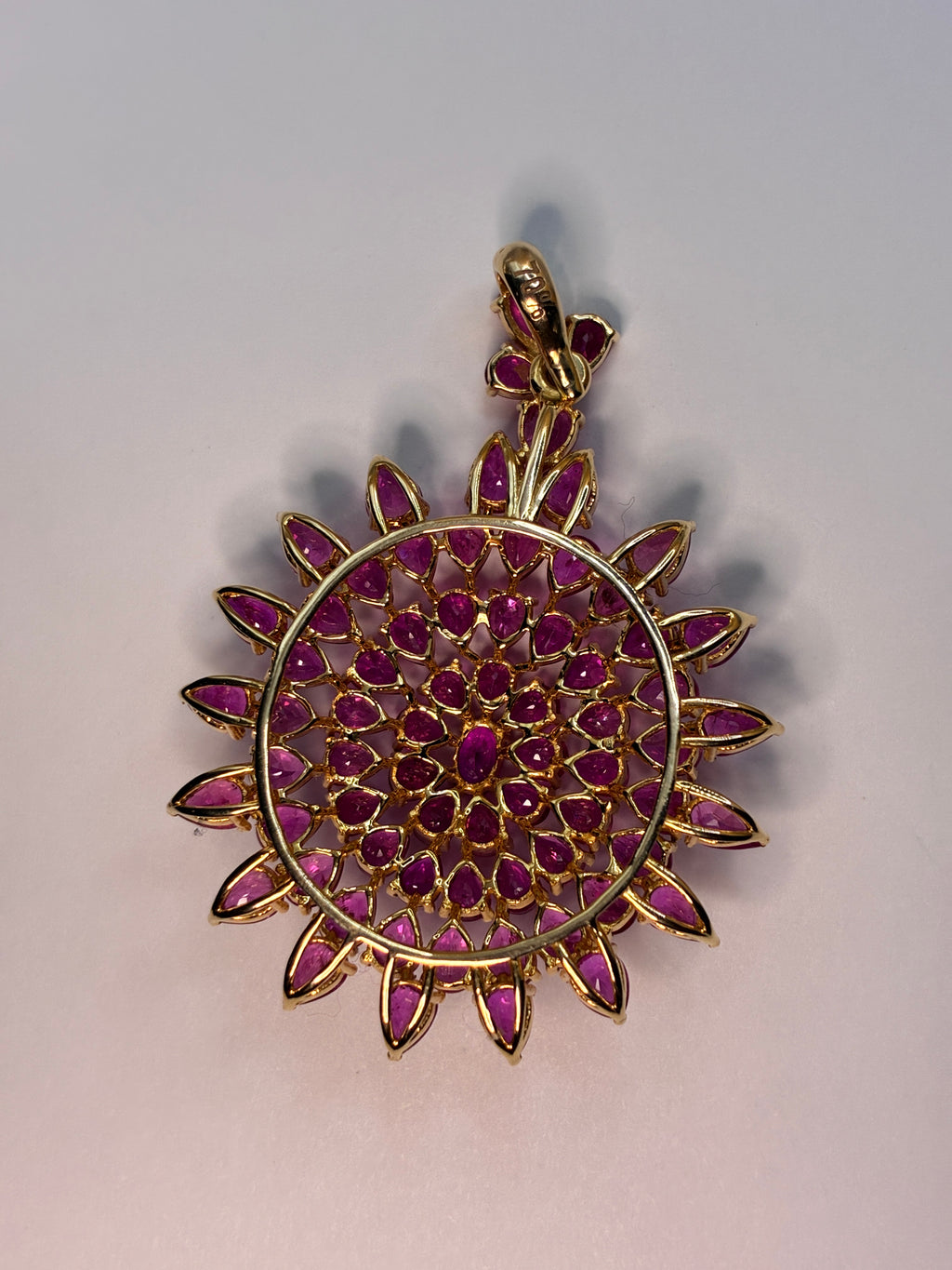 Pink Ruby Pendant 17K Gold ( Size 2"x1.5")
