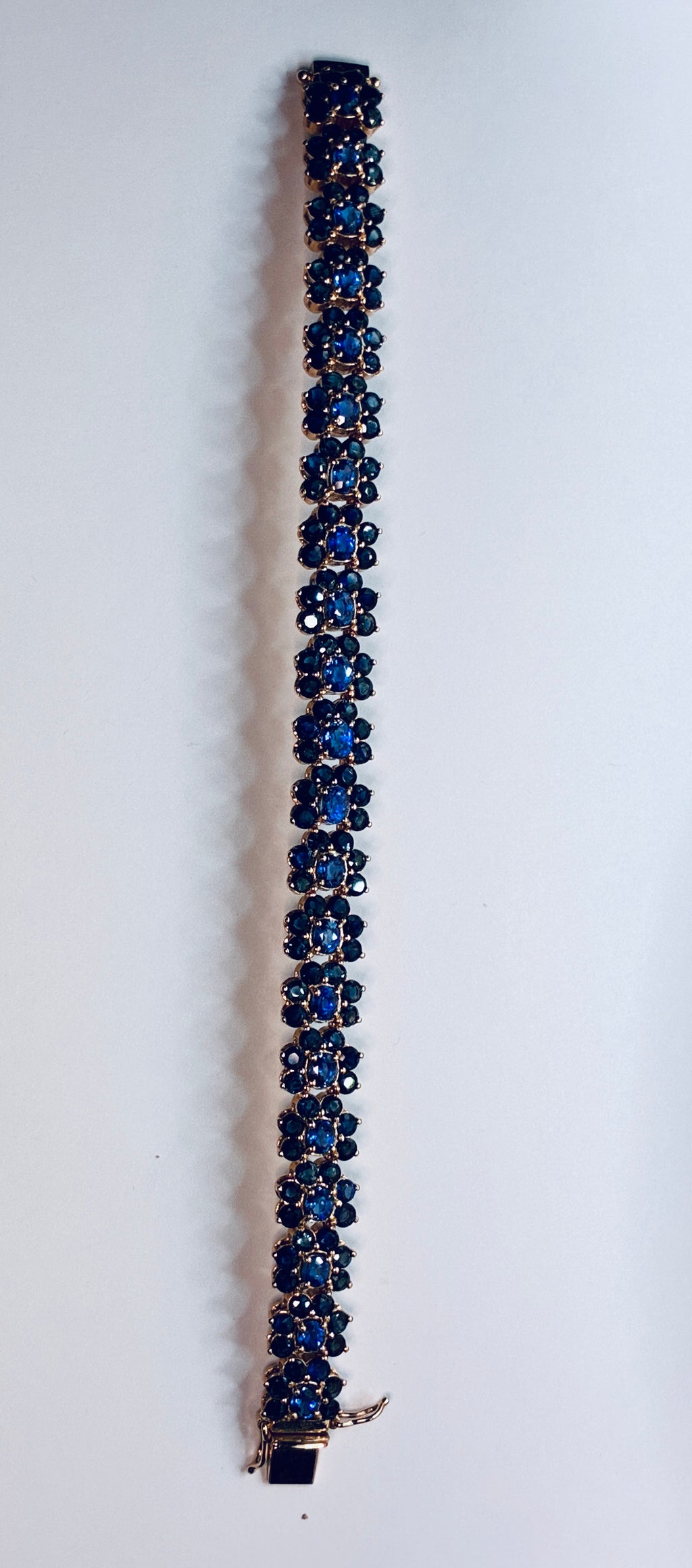 Royal Blue Mix Navy Blue Sapphire 18K Gold Bracelet (Size 6.5")