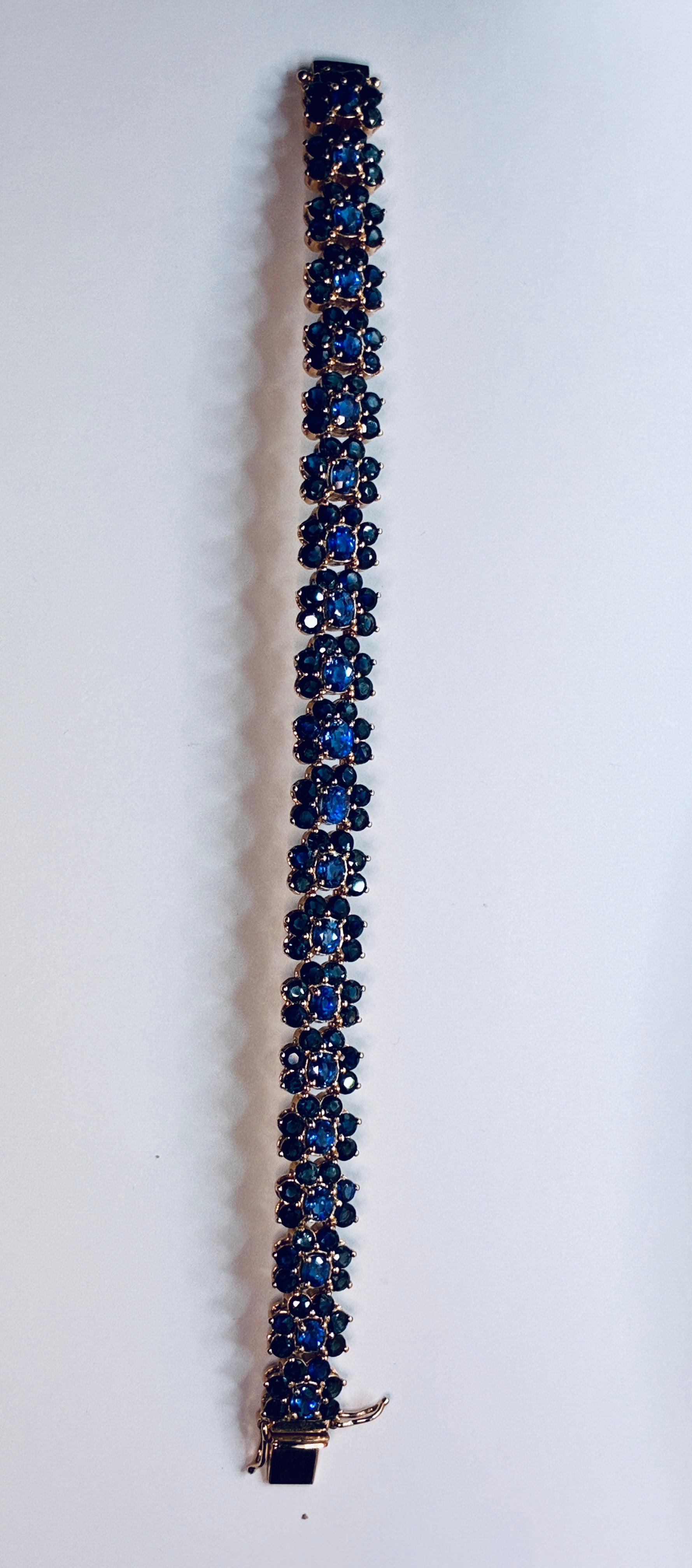 Royal Blue Mix Navy Blue Sapphire 18K Gold Bracelet (Size 6.5")