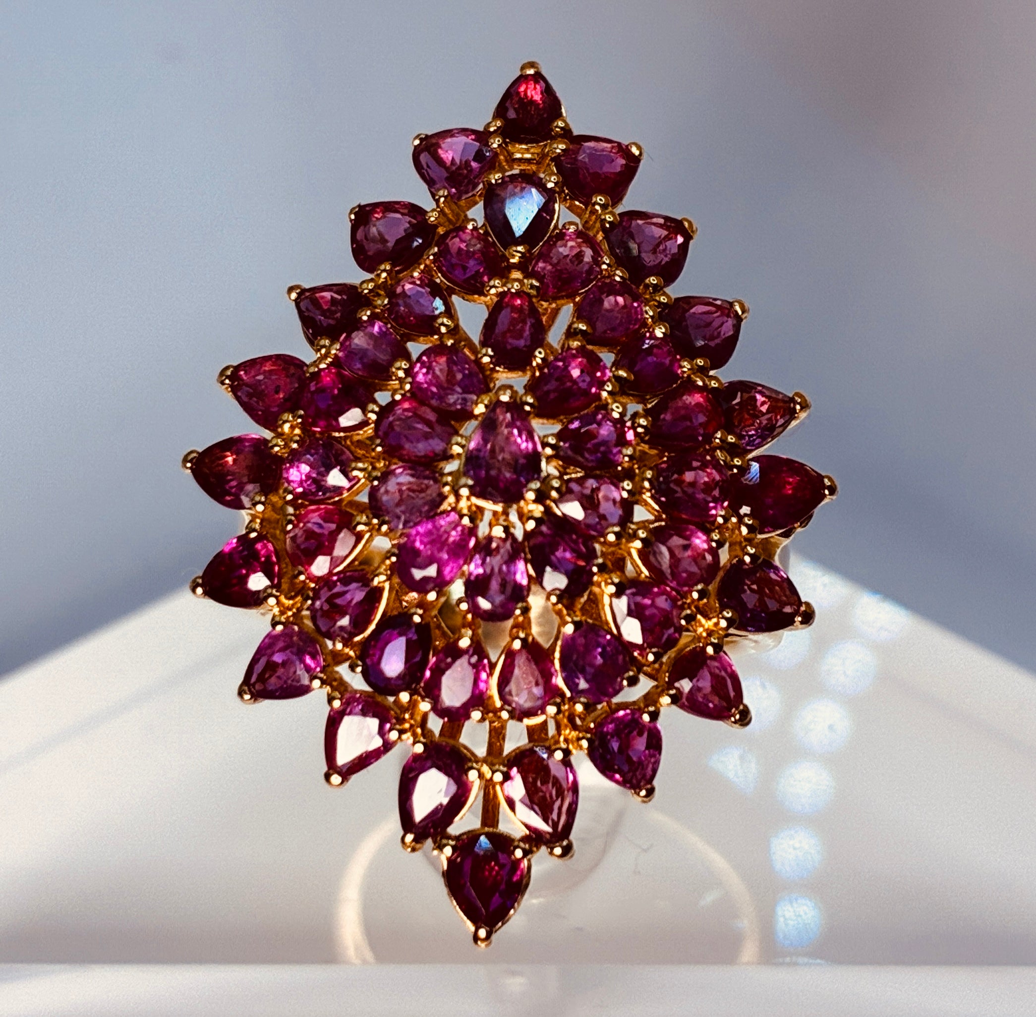 Ruby Unheated Treated 17K Gold Ring ( Size 5.5 )