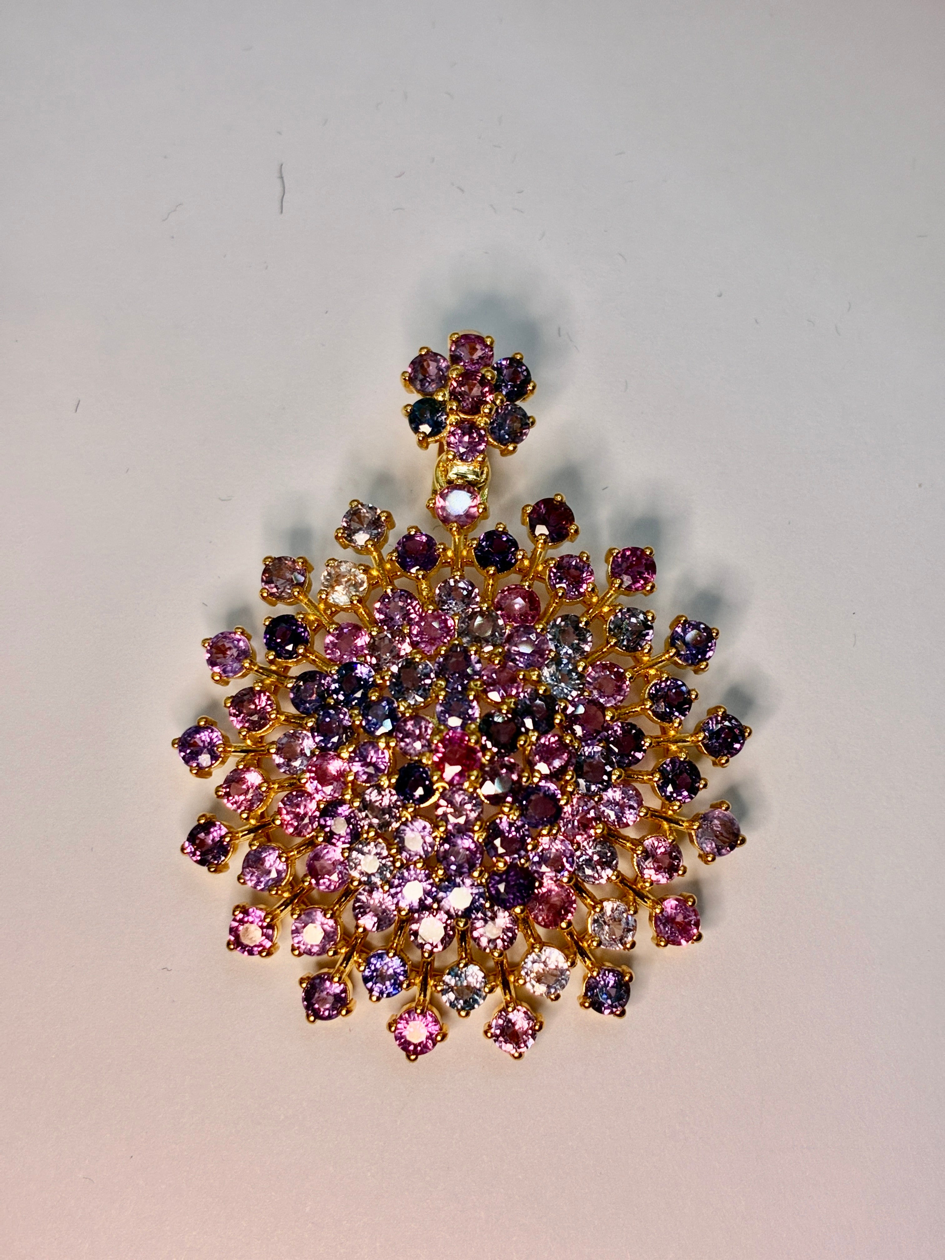 Multi Color Sapphire 12K Gold Pendant. Pendant Size 1.5x1.3/4.