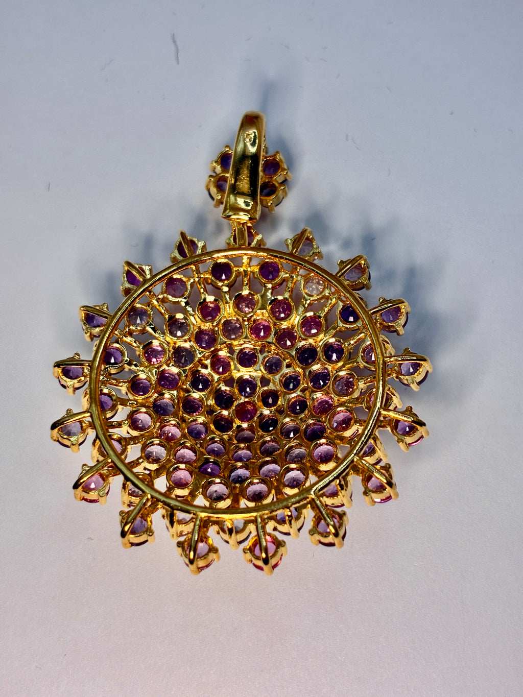 Multi Color Sapphire 12K Gold Pendant. Pendant Size 1.5x1.3/4.