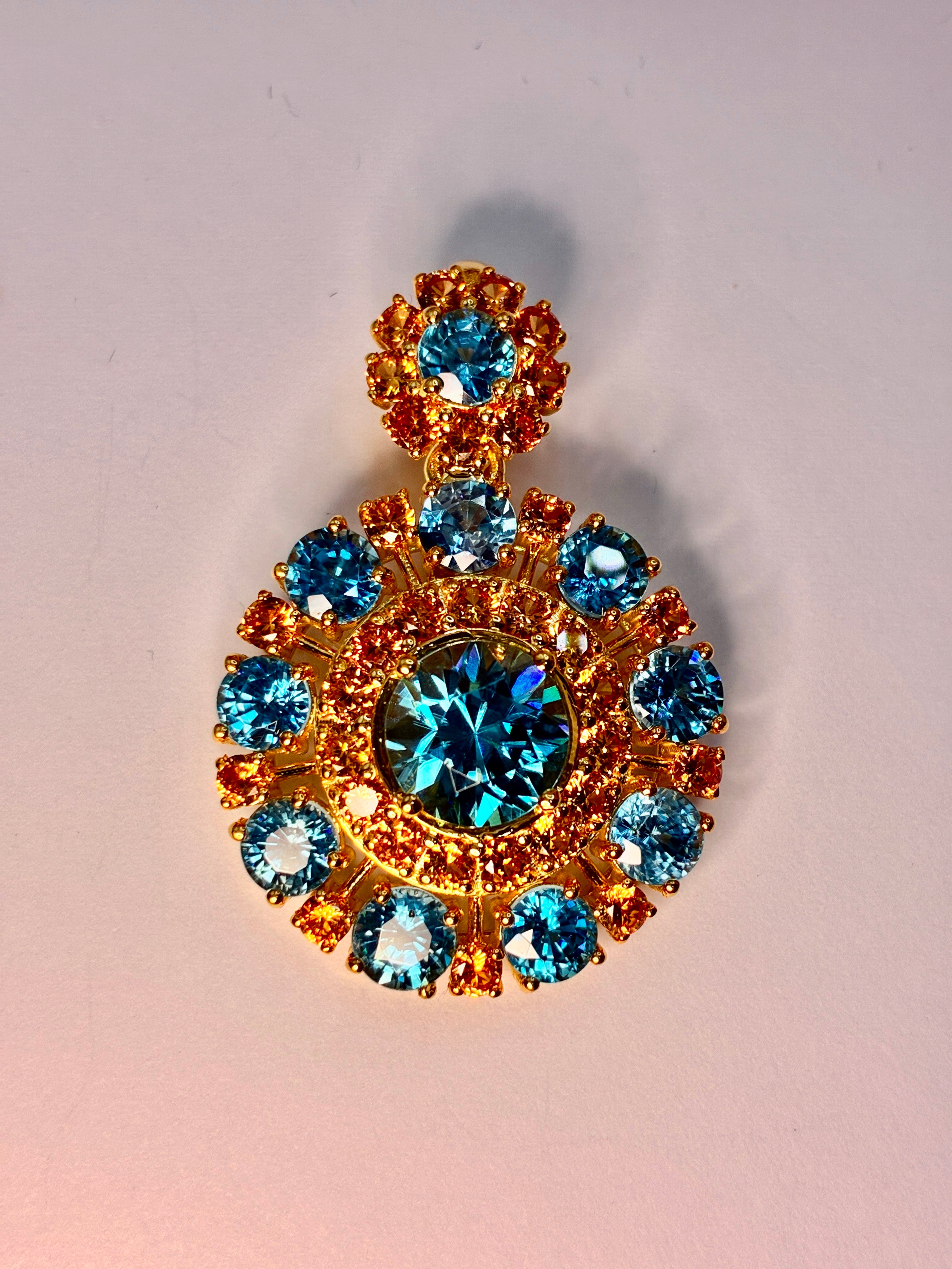 Cambodia Zircon Heated Treated With Yellow Sapphire 12K gold Pendant.