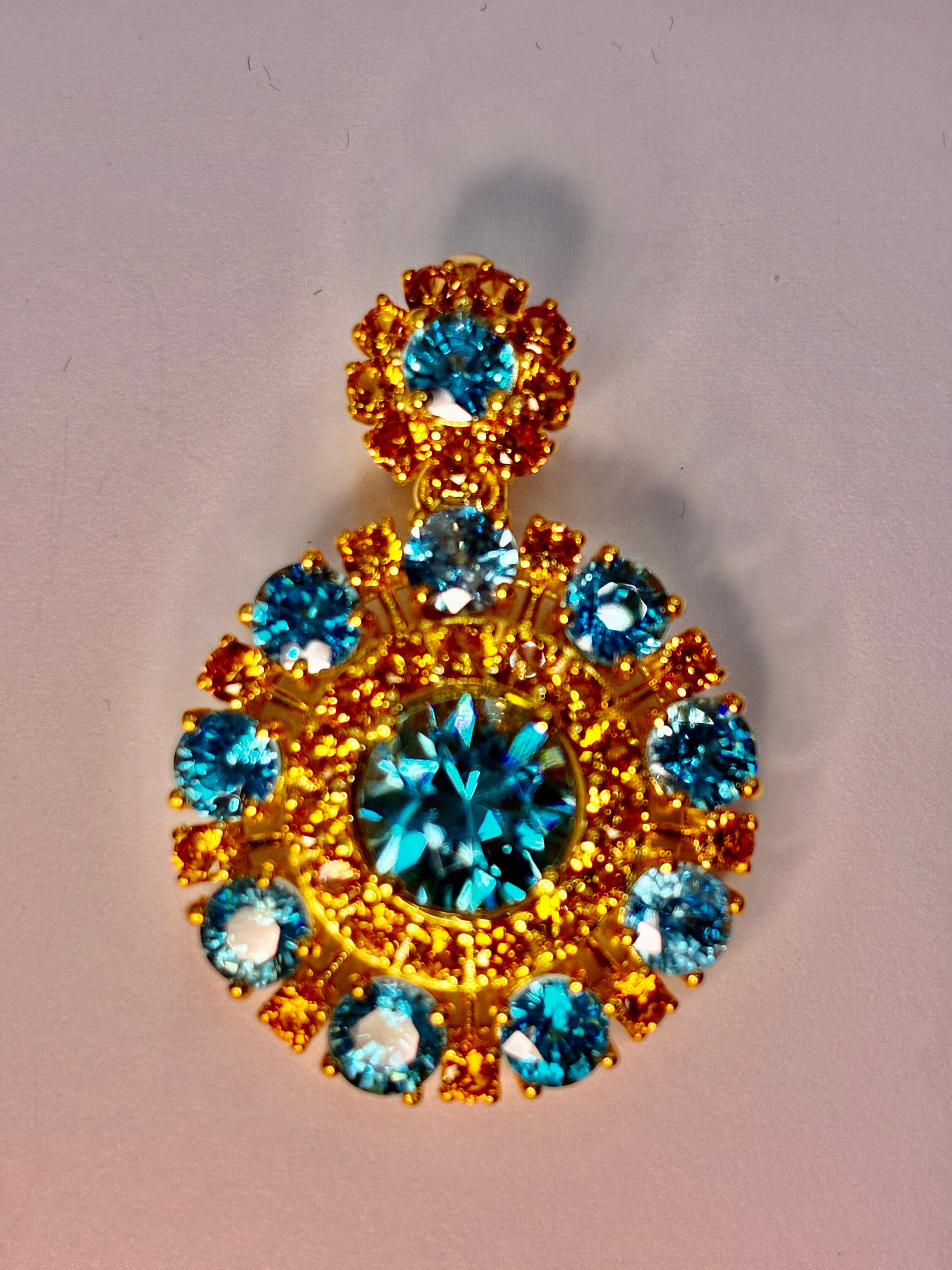 Cambodia Zircon Heated Treated With Yellow Sapphire 12K gold Pendant.