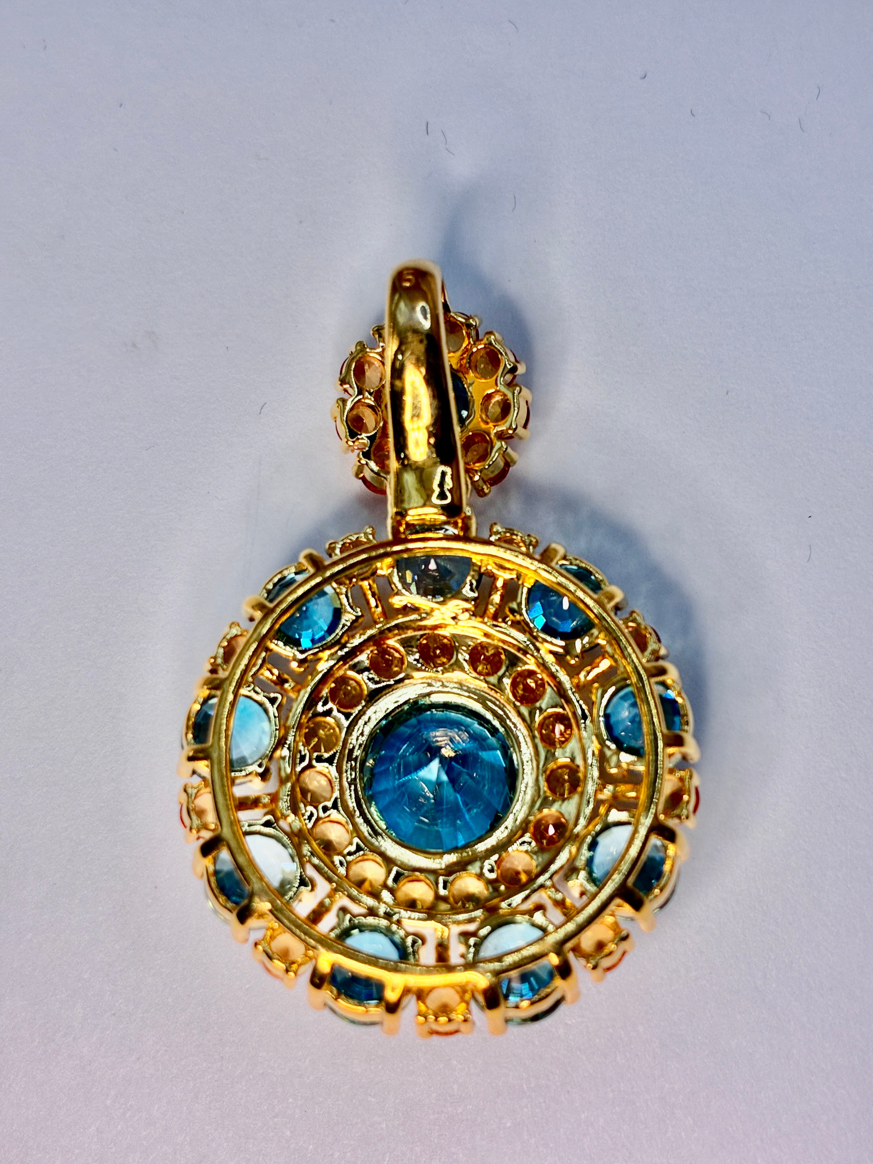 Cambodia Zircon Heated Treated With Yellow Sapphire 12K gold Pendant.