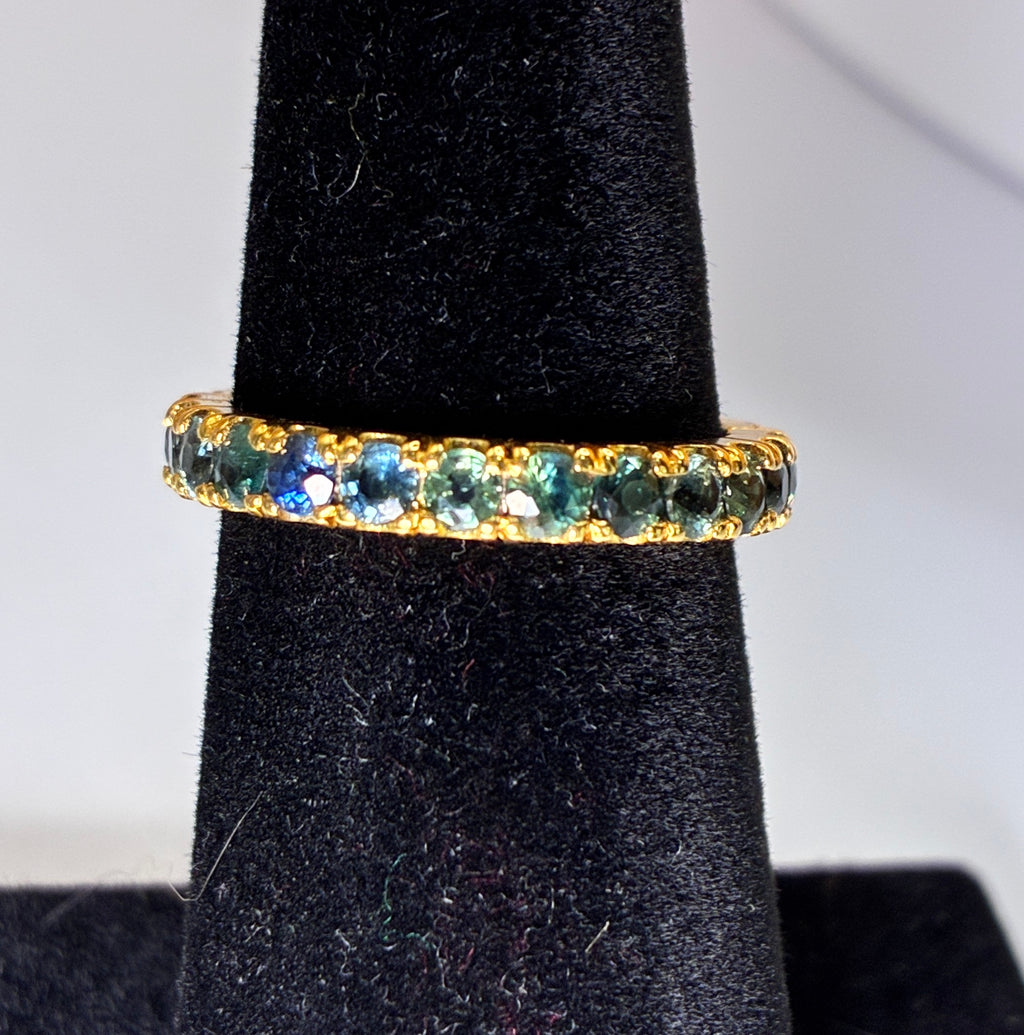 Green Sapphire 12K Gold Band Size 5.5.