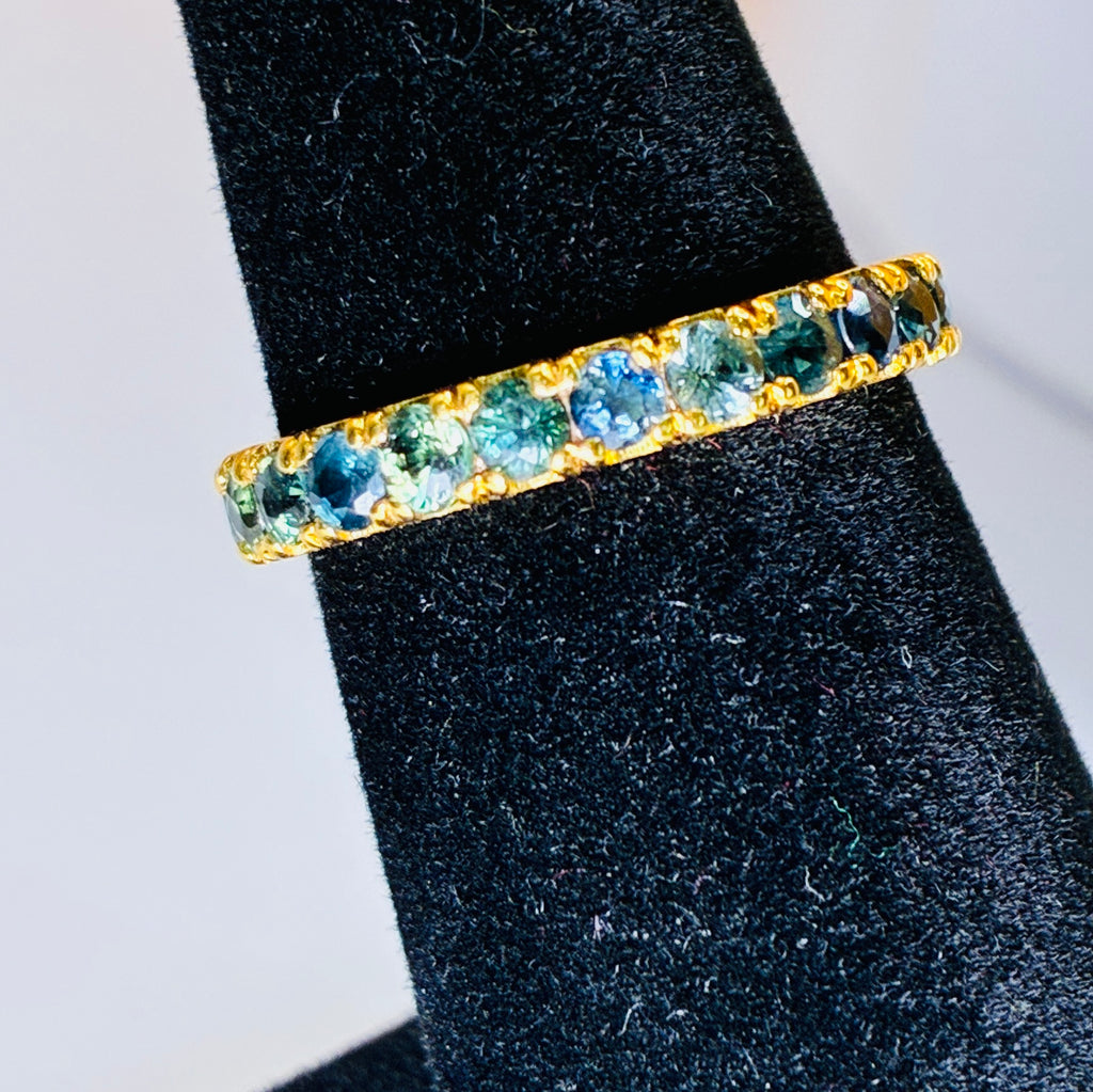 Green Sapphire 12K Gold Band Size 5.5.