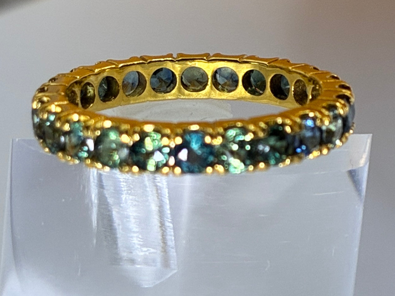 Green Sapphire 12K Gold Band Size 5.5.