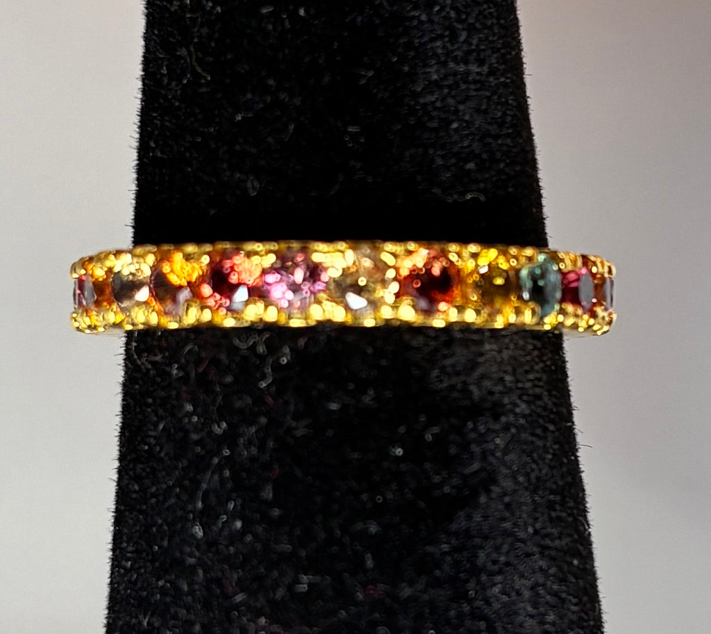 Multi Colors Sapphire 12K Gold Band Size 5.5.