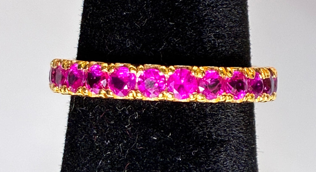 Cambodia Ruby 12K Gold Band Size 5.5.