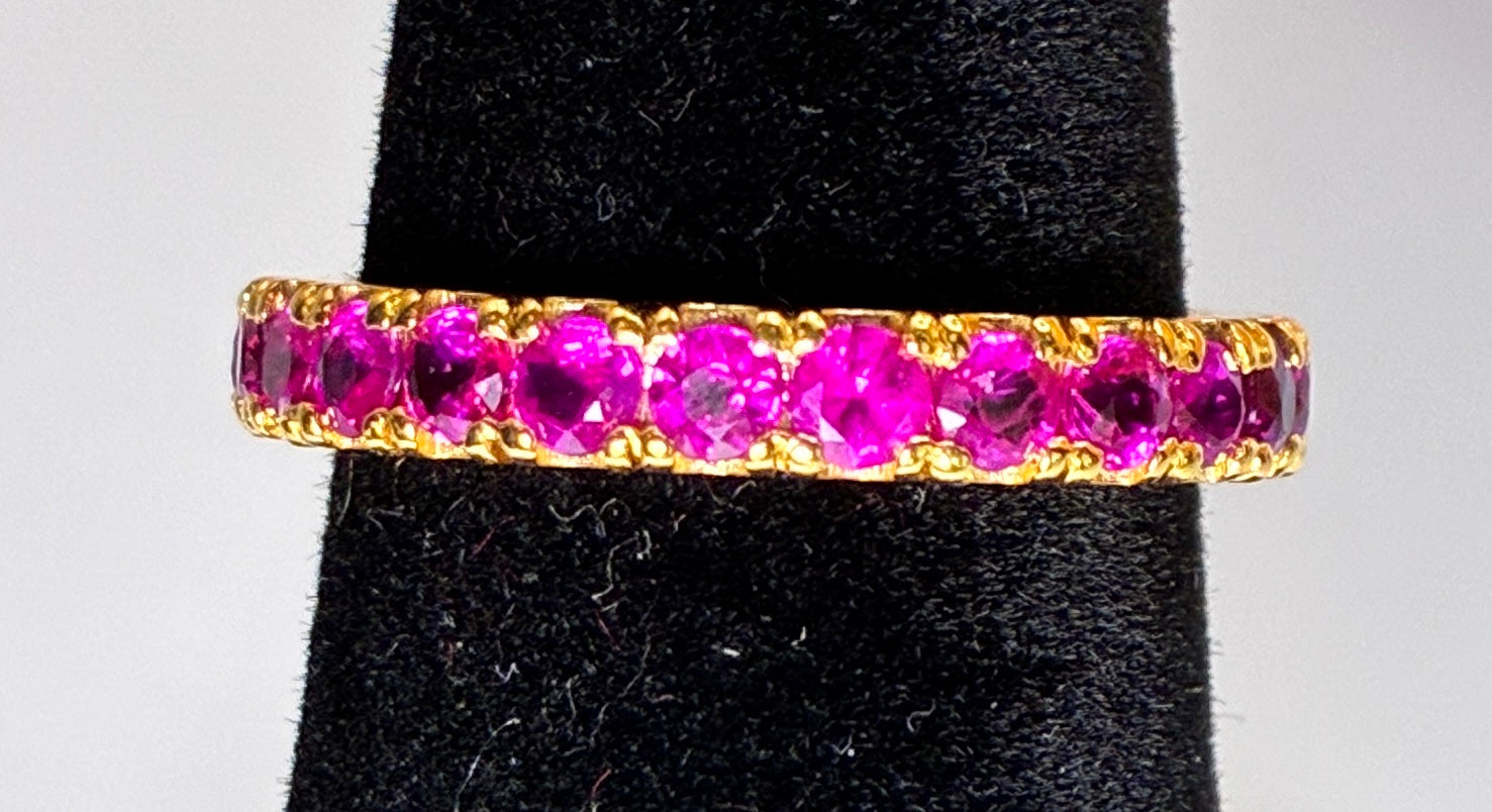 Cambodia Ruby 12K Gold Band Size 5.5.