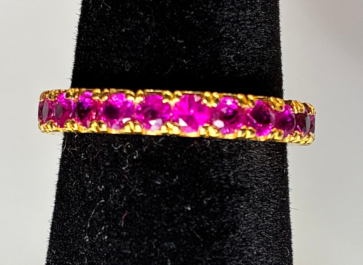 Cambodia Ruby 12K Gold Band Size 5.5.