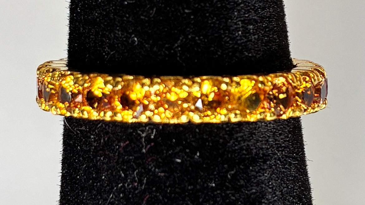 Yellow Sapphire 12K Gold Band Size 5.5.