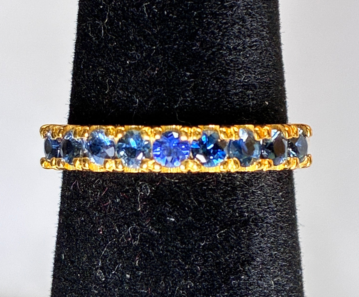 Blue Sapphire 12K Gold Band. Size 5.5