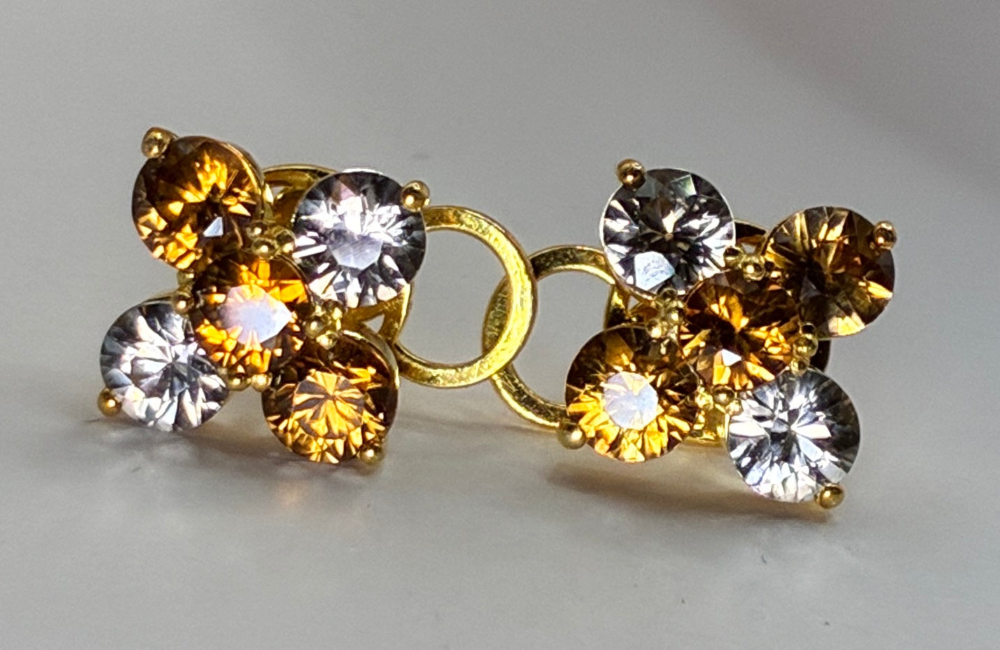Cambodia Zircon Unheated Silver Gold Plat Earring