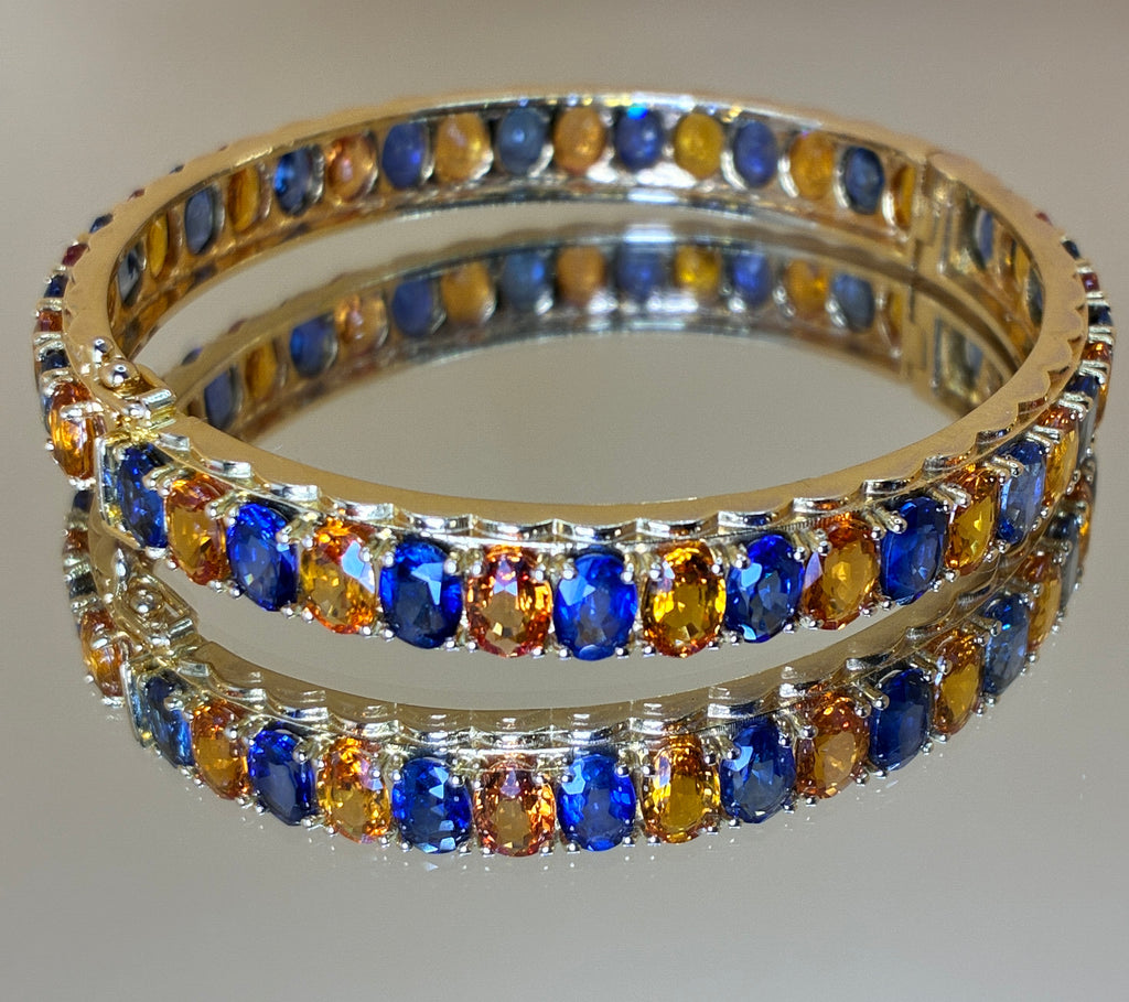 Blue Sapphire And Yellow Sapphire 12K Gold Bracelet Size 6.5" ( 23.8 Carat Weight)