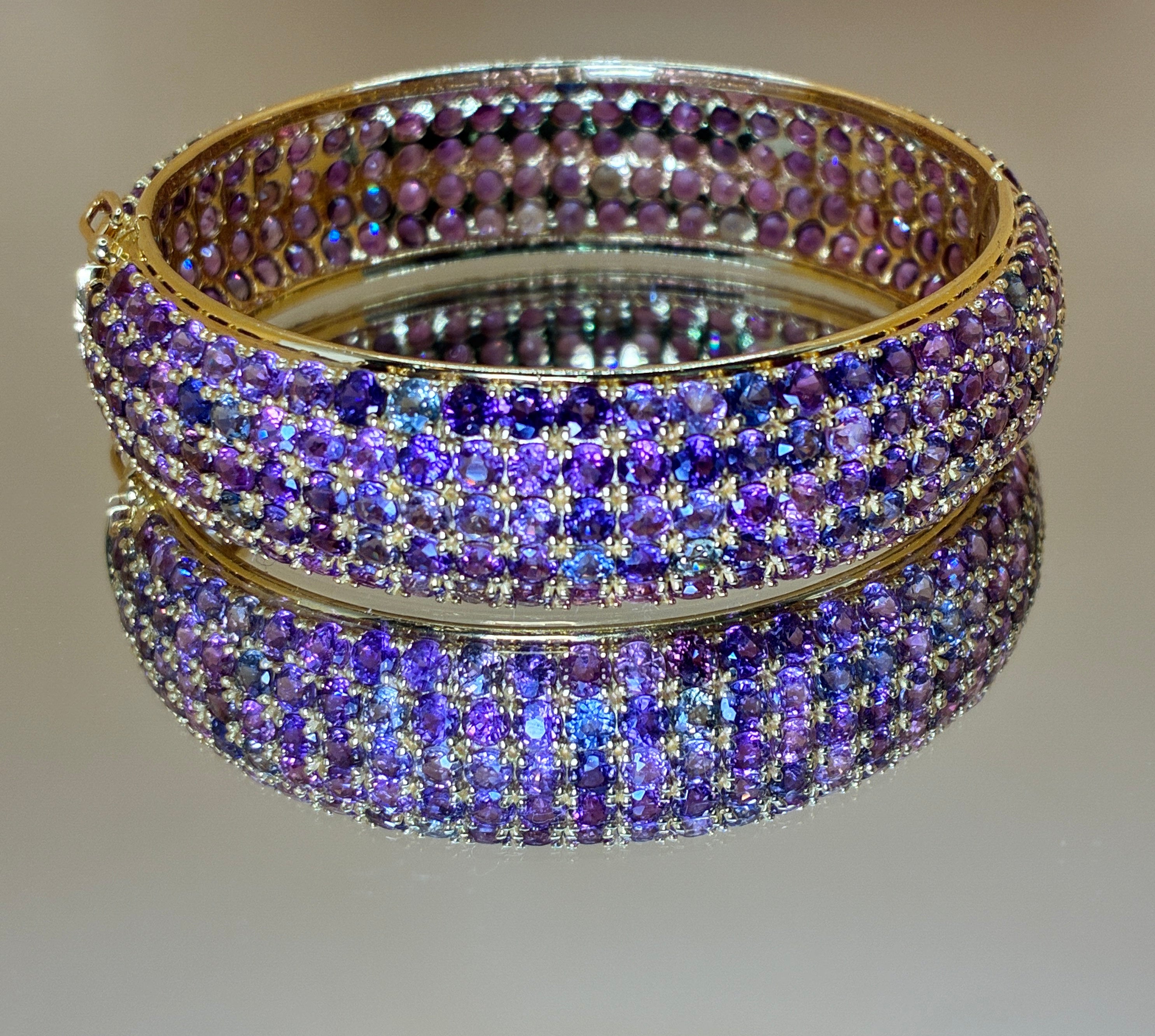 Multi Color Sapphire 12K Gold Bracelet Size 6.5