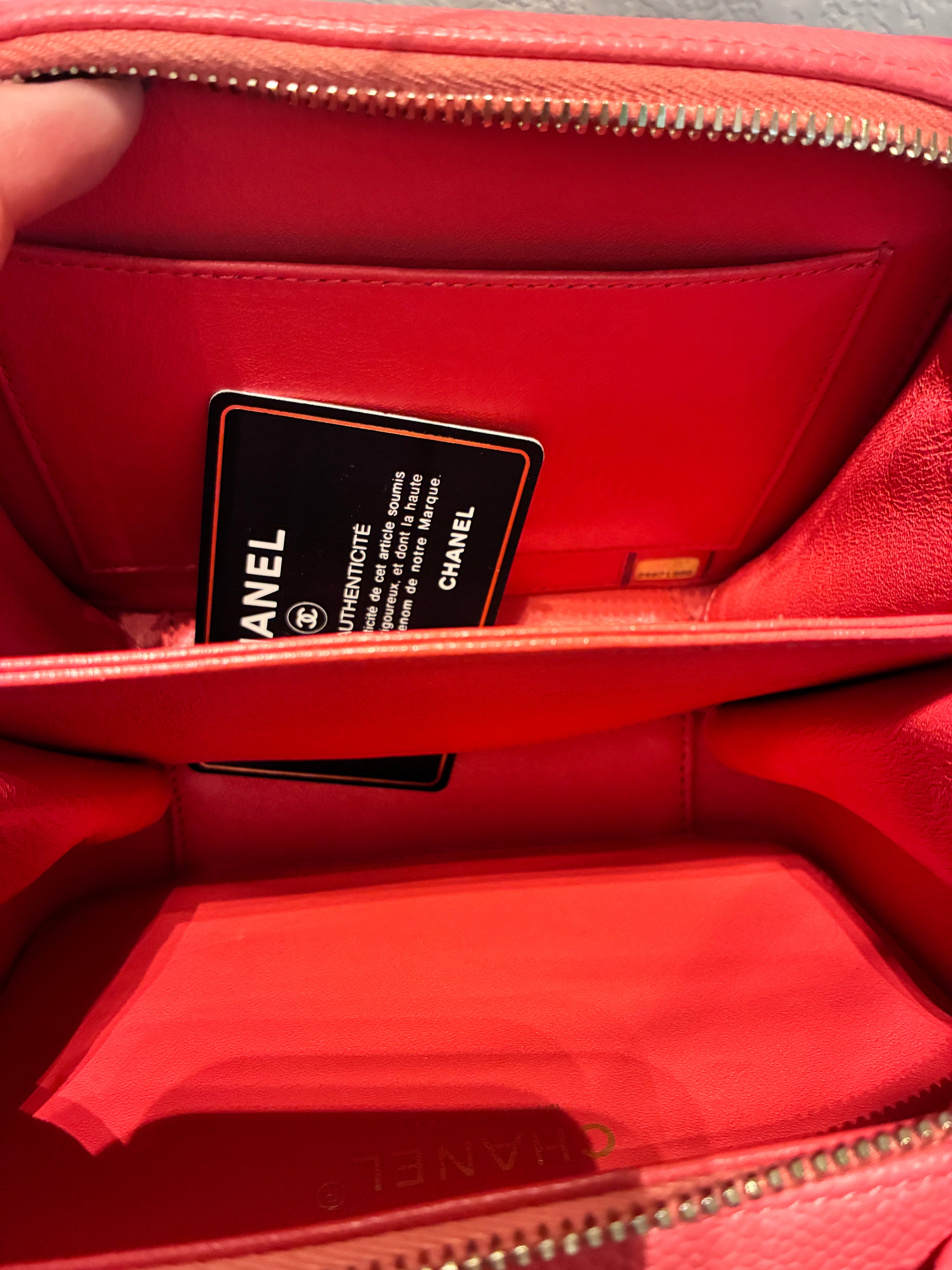Chanel Canviar Quilted CC Filigree Vanity Case Coral Come With COA Certificate