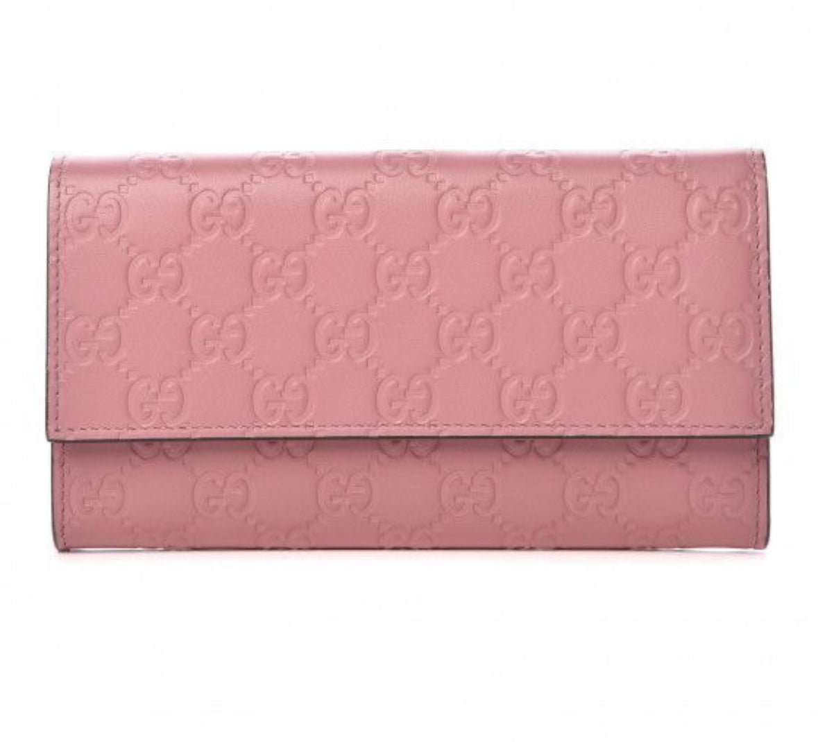 Authentic Gucci Mauve Imprint Half Flap Wallet.